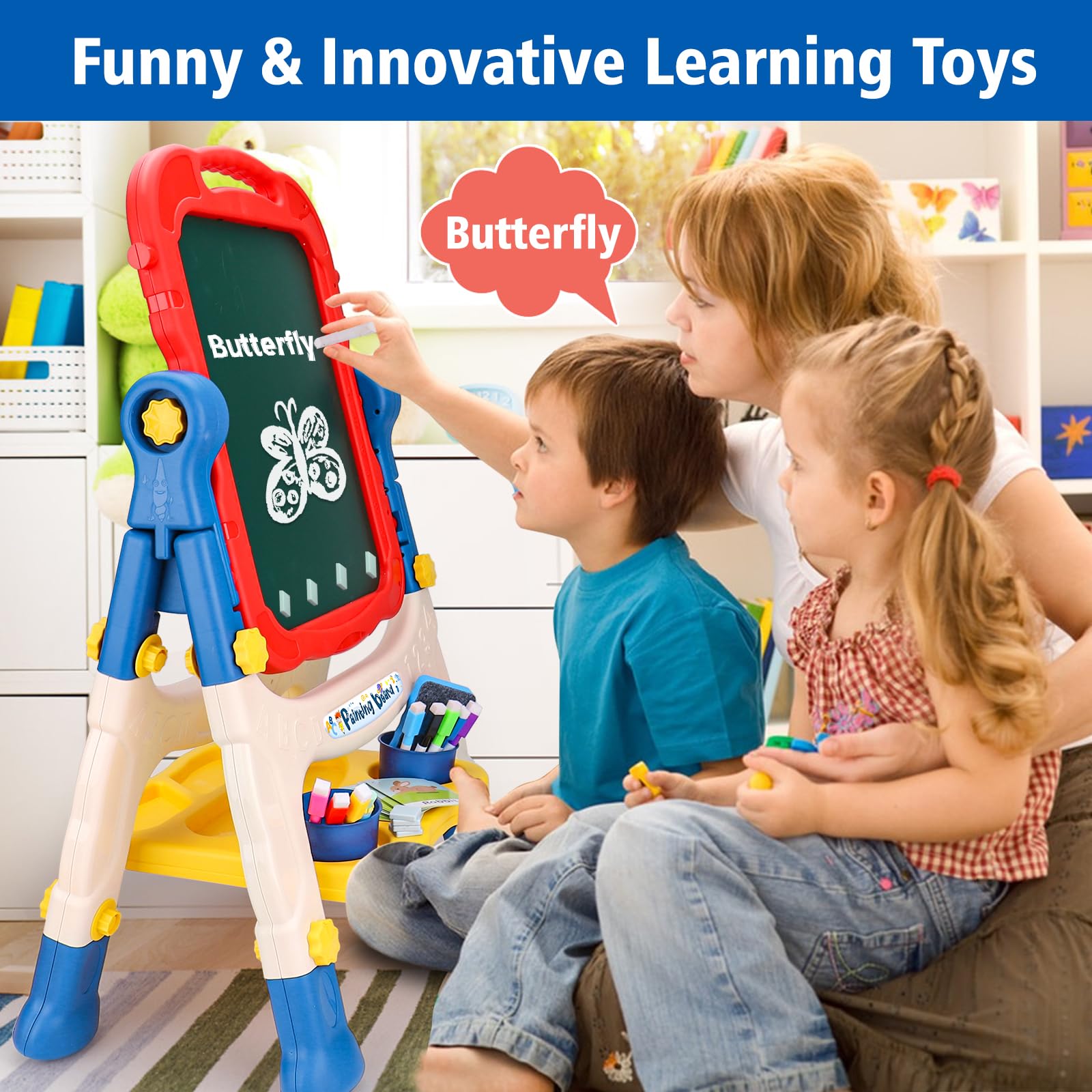 Double-Sided Magnetic Art Easel for Kids