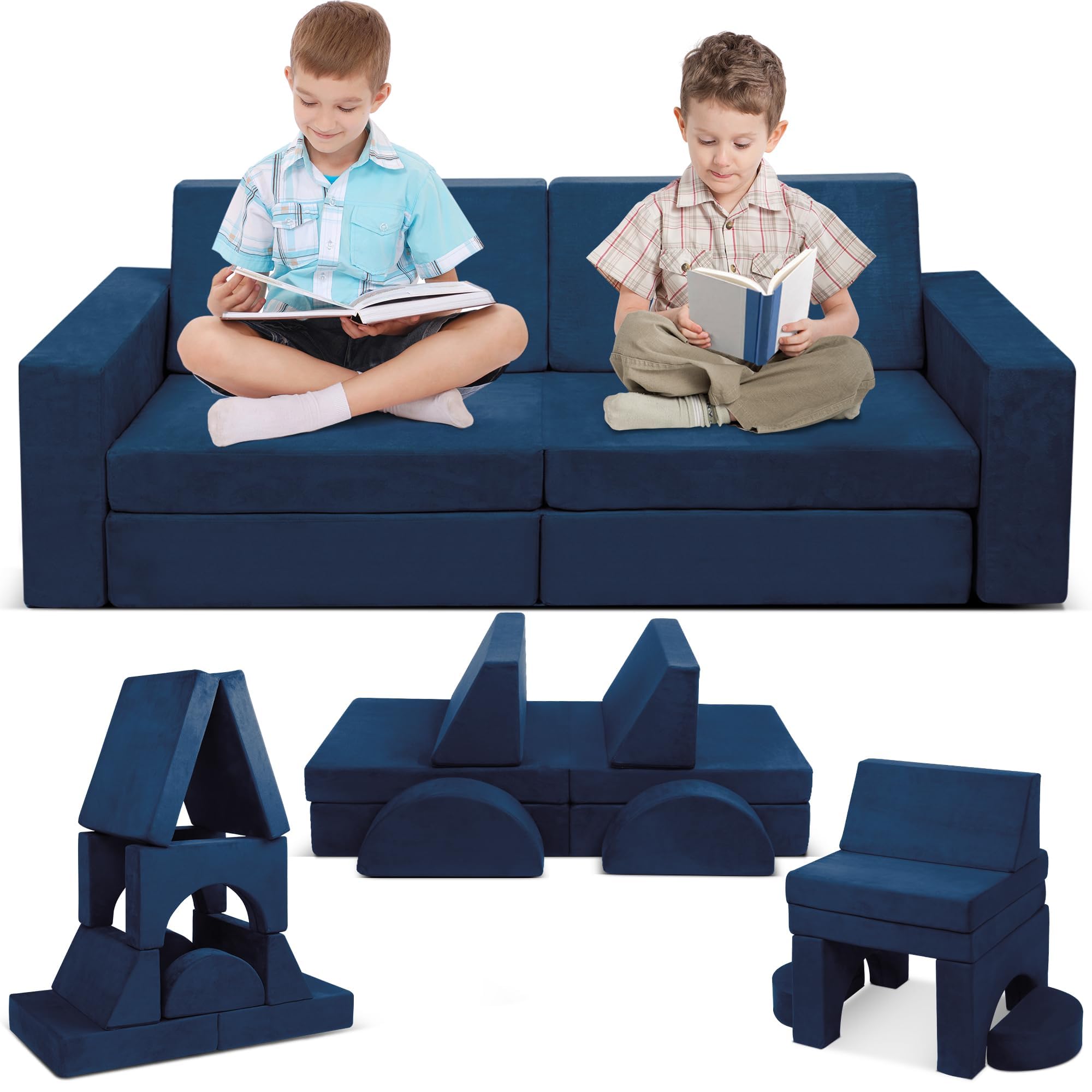 Modular Kids Play Couch, 10PCS Child Sectional Sofa Imaginative Furniture Play Set