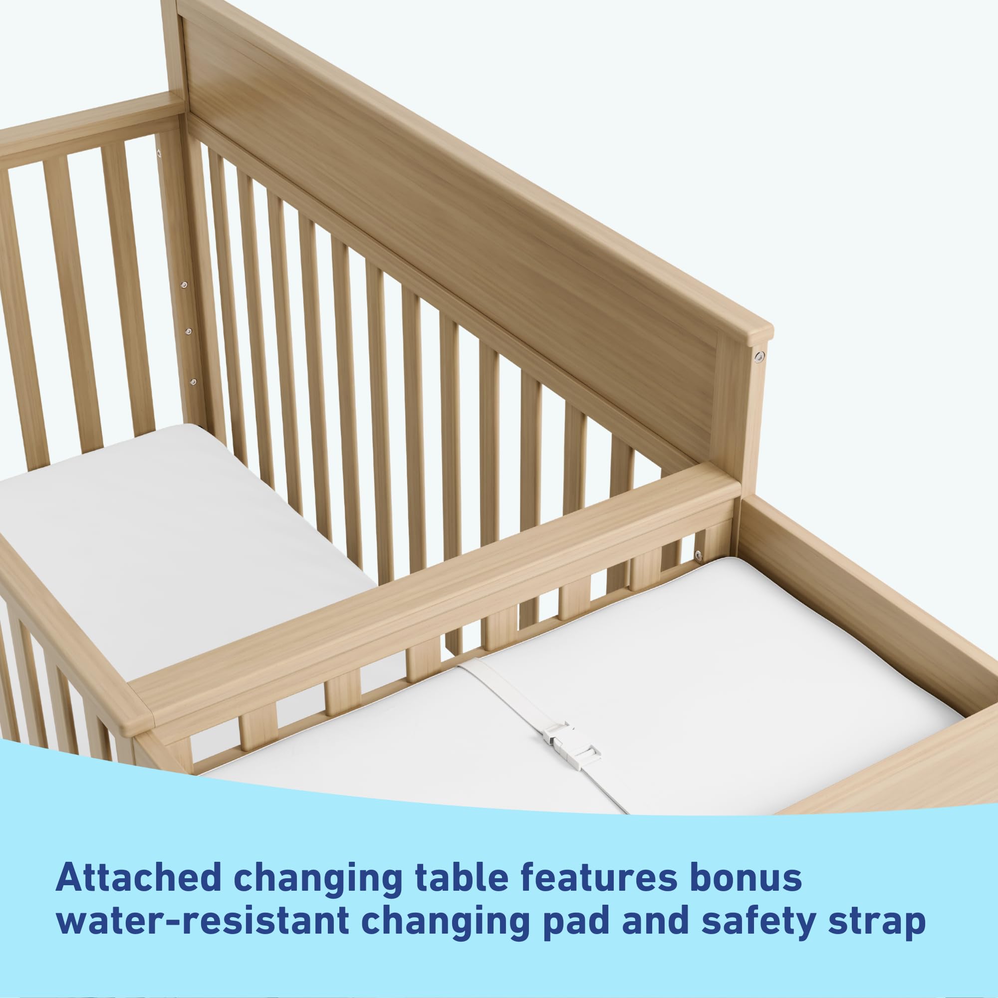 5-in-1 Convertible Crib with Changing Table and Drawer