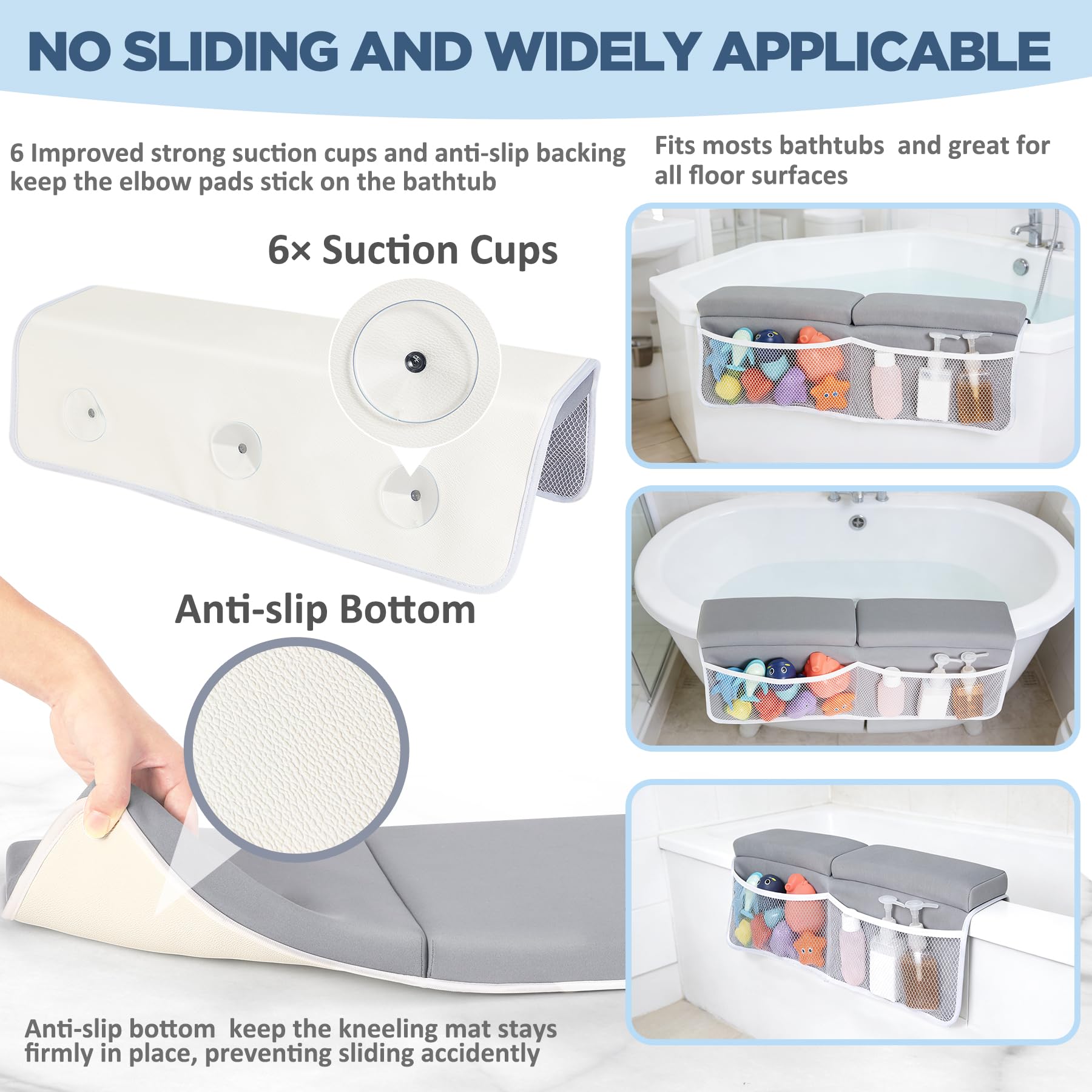 Bath Kneeler and Elbow Rest Pad Set with Storage Pockets and Non-Slip Design