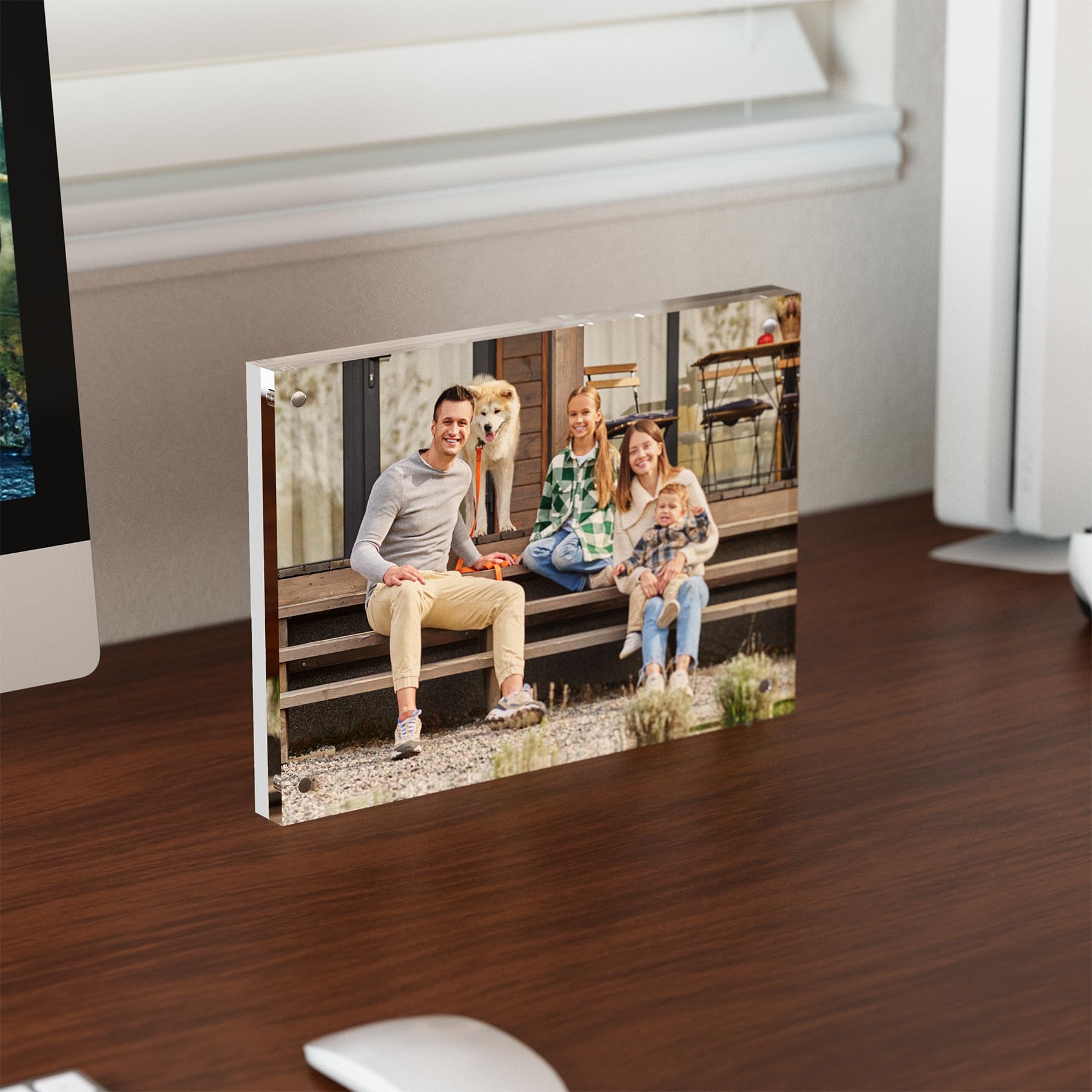 5x7 Acrylic Picture Frame 5 Pack, Clear Freestanding Double Sided Frameless Magnetic