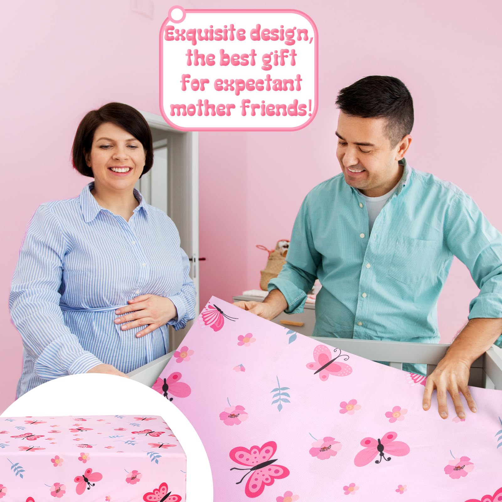 Butterfly Nursery Crib Bedding Set for Girls - 3 Piece Standard Size