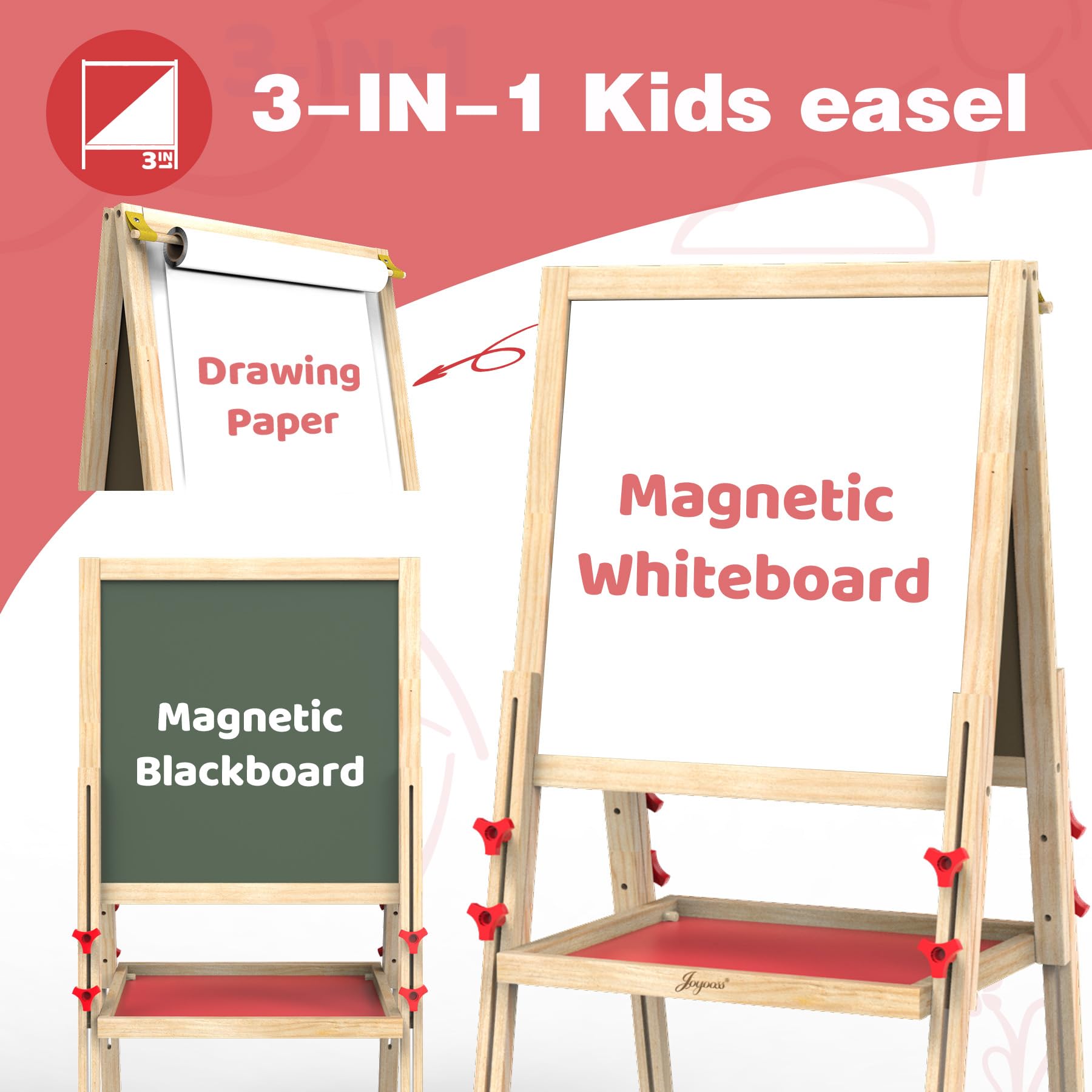 Kids Art Easel Double-Sided Magnetic Whiteboard Chalkboard