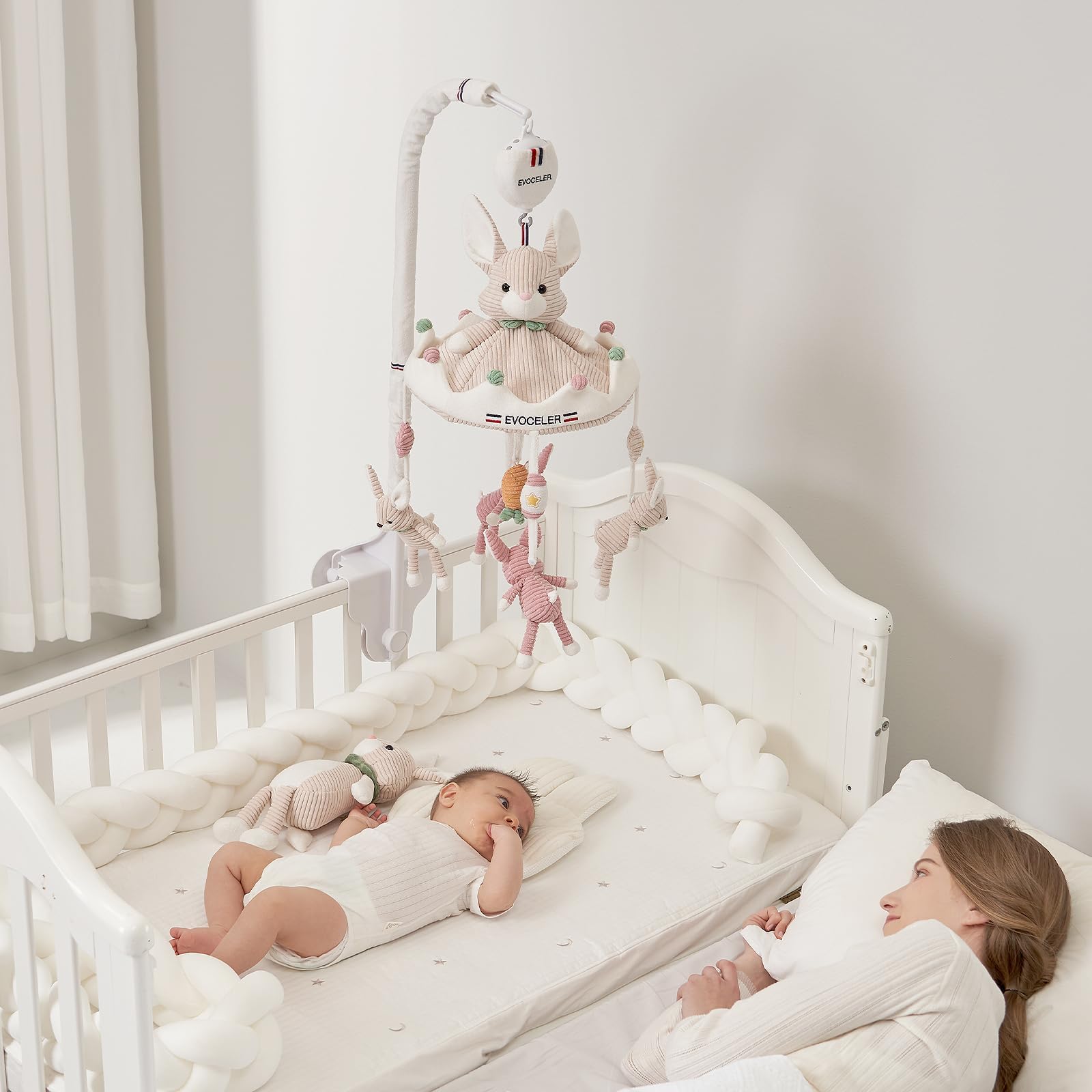 Crib Mobile, Baby Mobile with 3 Modes Rotating Music Box, 35 Lullabies