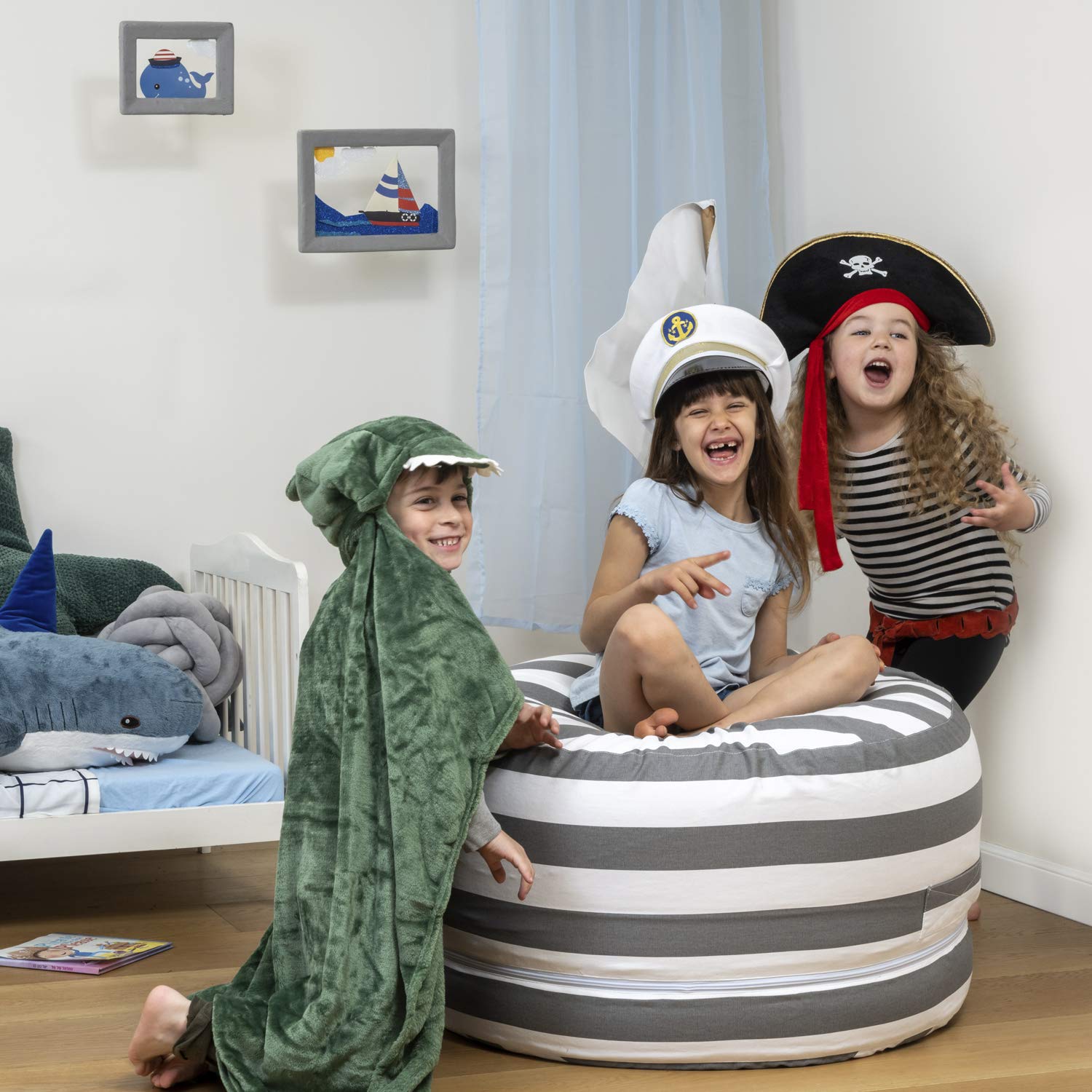 Sizes in 1 Stuffed Animal Storage Bean Bag Chair Cover for Kids