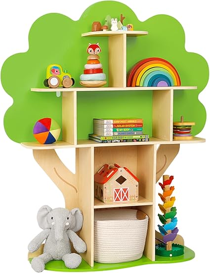 Tree Bookshelf for Kids Reading Nook, Corner Bookcase