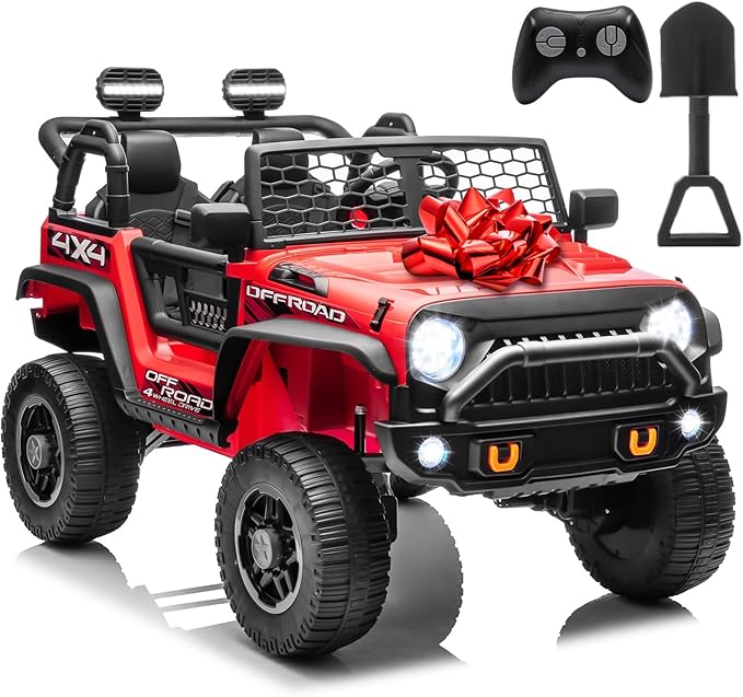 2 Seater Ride On Toys Car for Big Kids, 24V Electric Vehicles w/20'' Large Seat, 4X200W