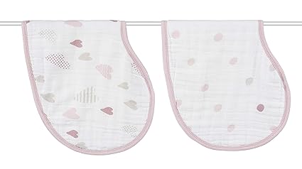 Burpy Bib, 100% Cotton Muslin, Soft Absorbent 4 Layers, Multi-Use Burp Cloth and Bib