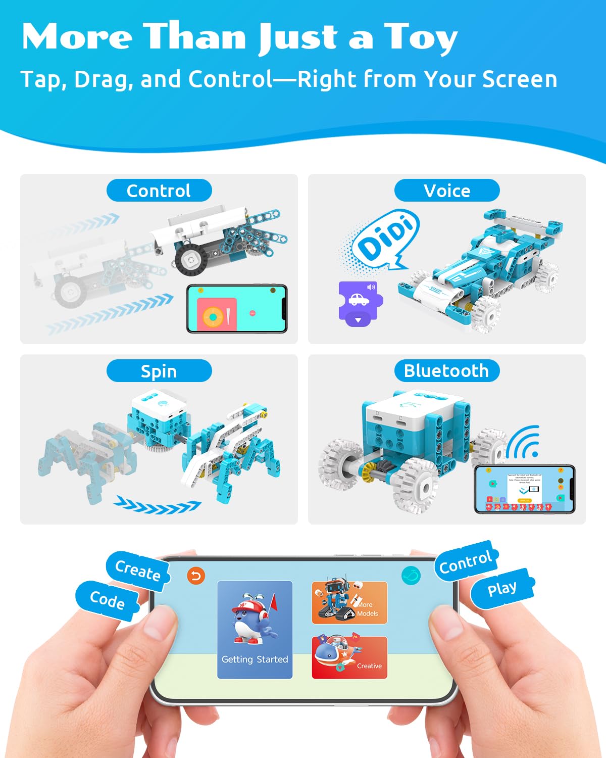 D1 21-in-1 STEM Coding Robot Kit for Kids (Ages 4-10), 280+ Pieces Educational