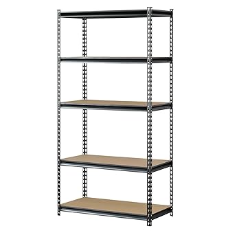 UR301260PB5P-SV Silver Vein Steel Storage Rack, 5 Adjustable Shelves
