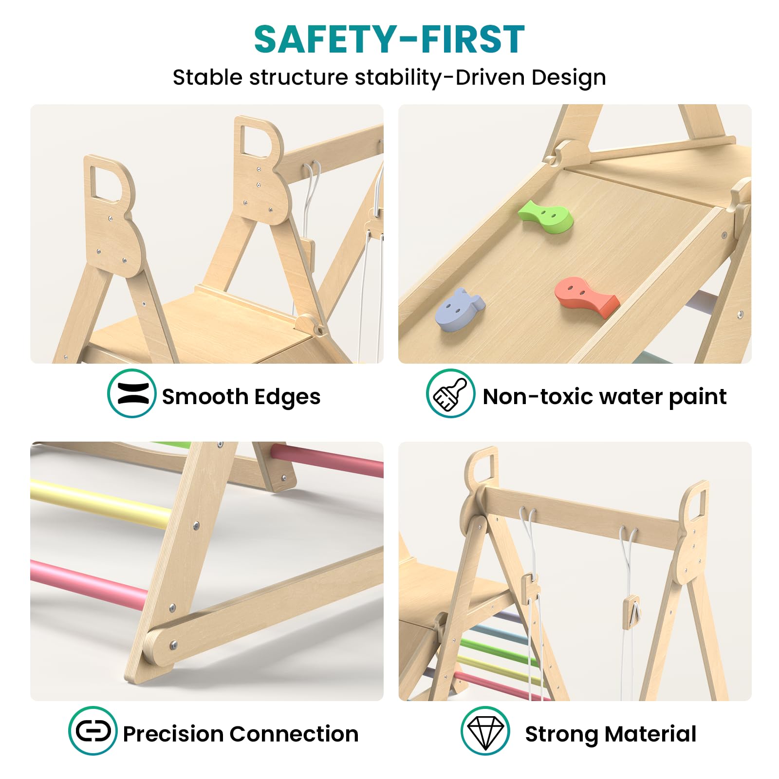 4-in-1 Indoor Jungle Gym with Swing and Slide