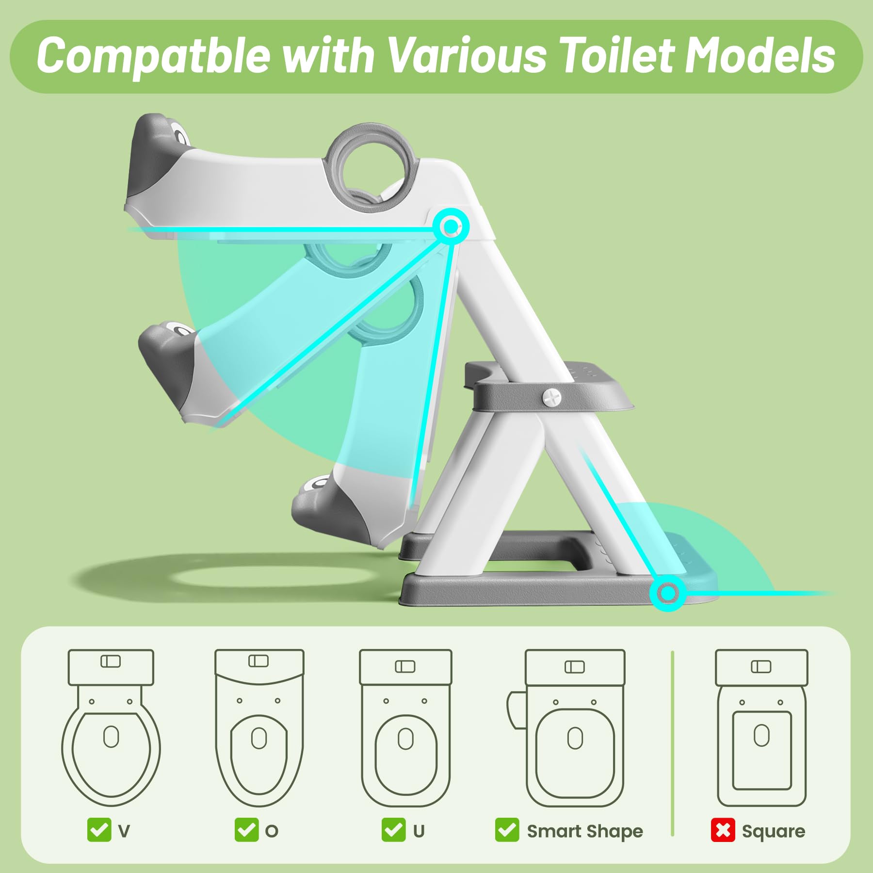 Rabb 1st Frog Potty Training Seat, Upgrade Toddler Toilet Seat for Kids Boys Girls, 2 in 1 Potty Training Toilet for Kids, Splash Guard Anti-Slip Pad Step Stool