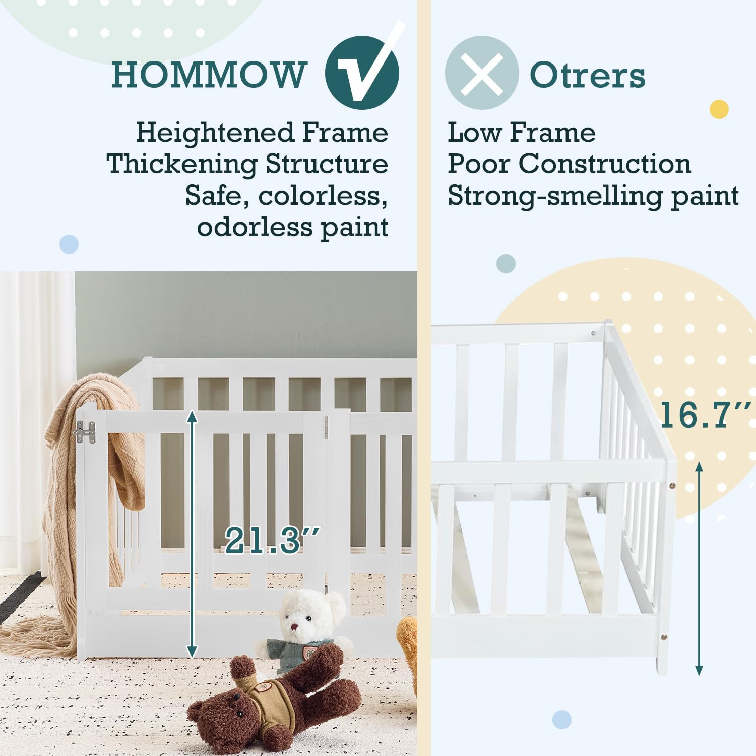 Twin Montessori Floor Bed with Safety Guardrails