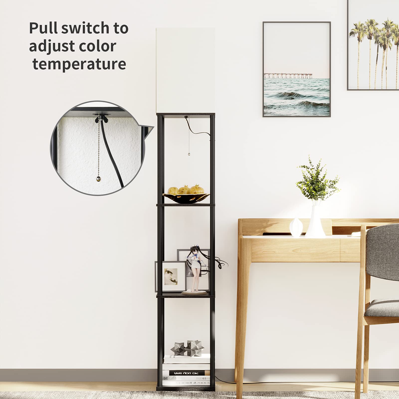 Modern Floor Lamp with Storage Shelves