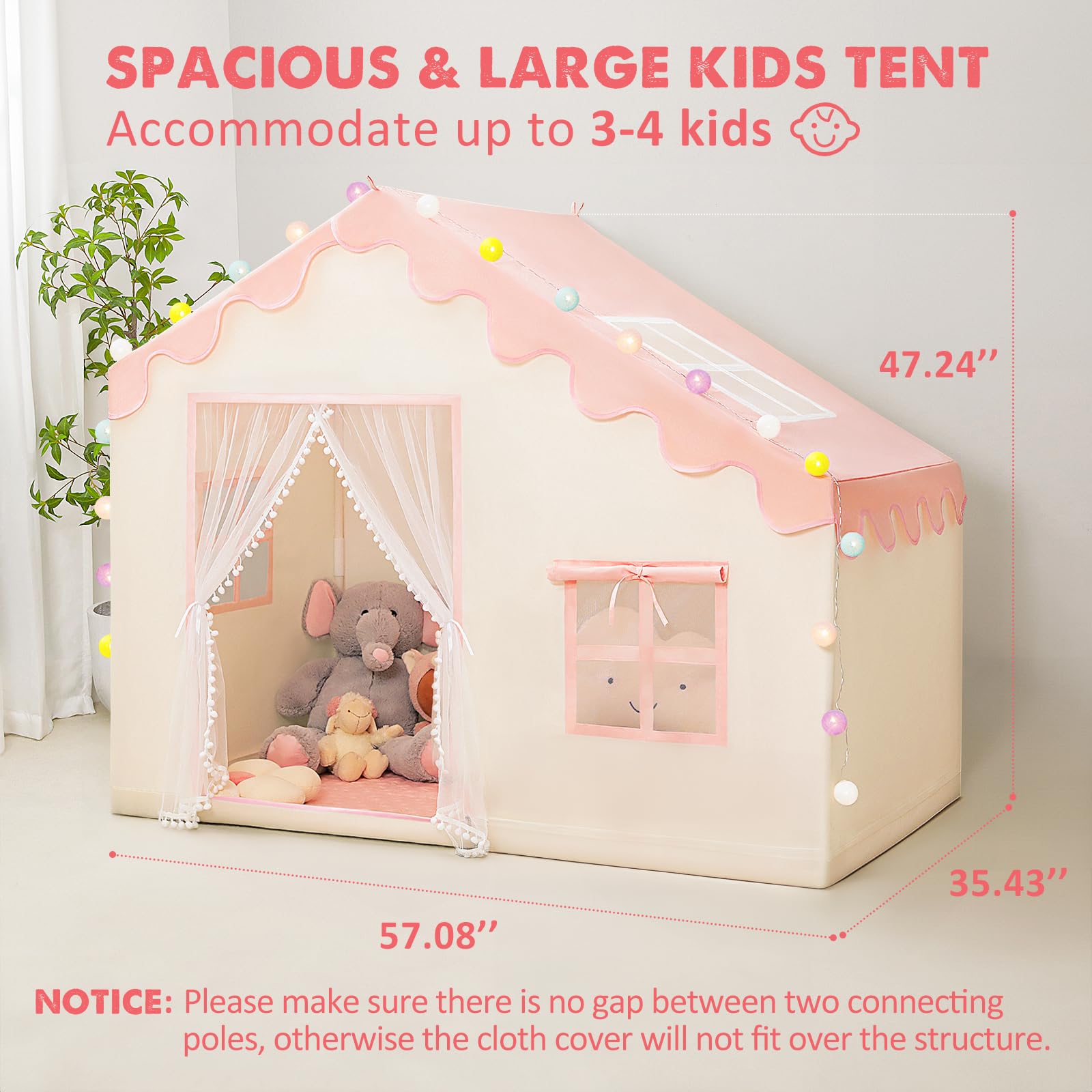 Kids Play Tent with Mat and Ball Lights