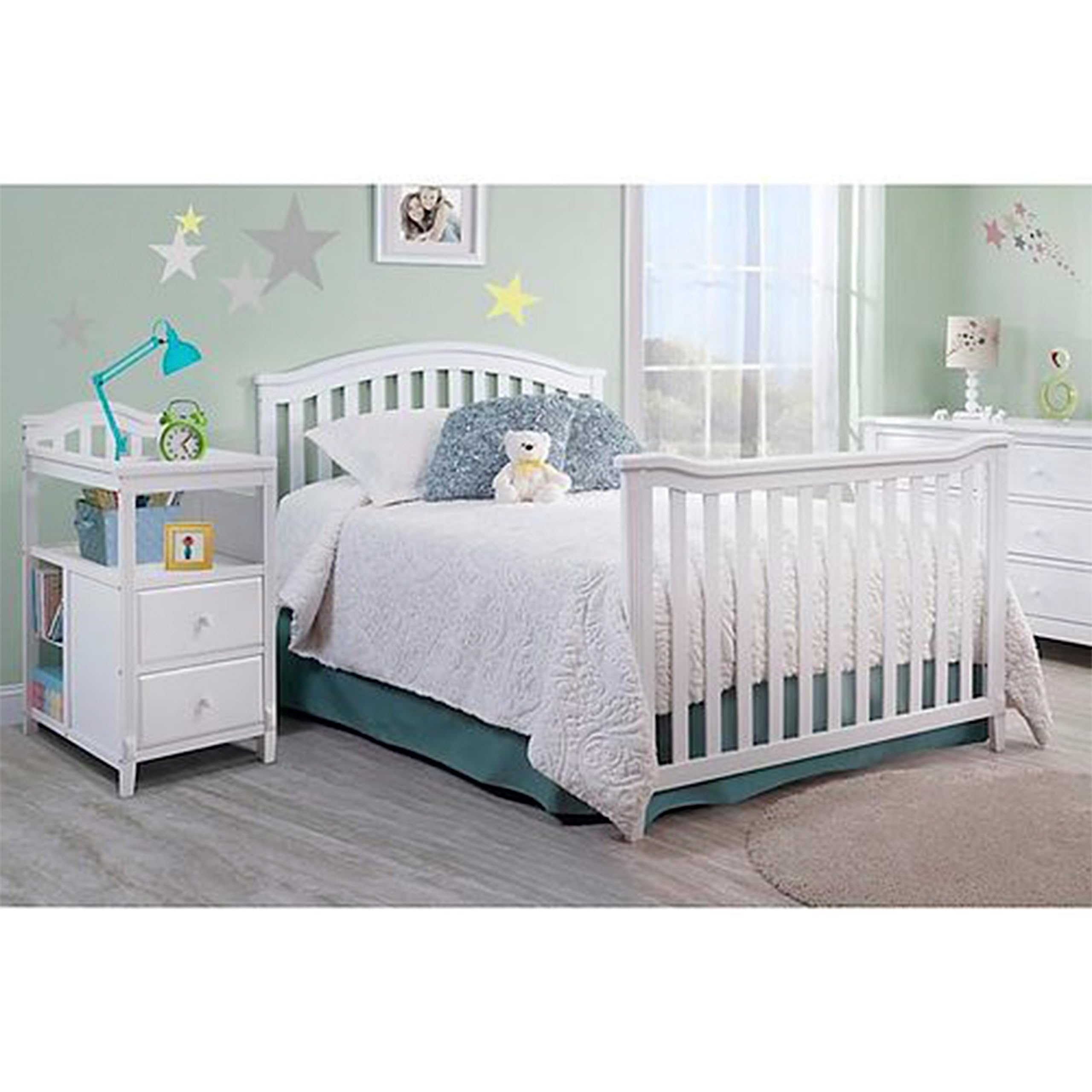 4-in-1 Convertible Crib and Changer with Storage