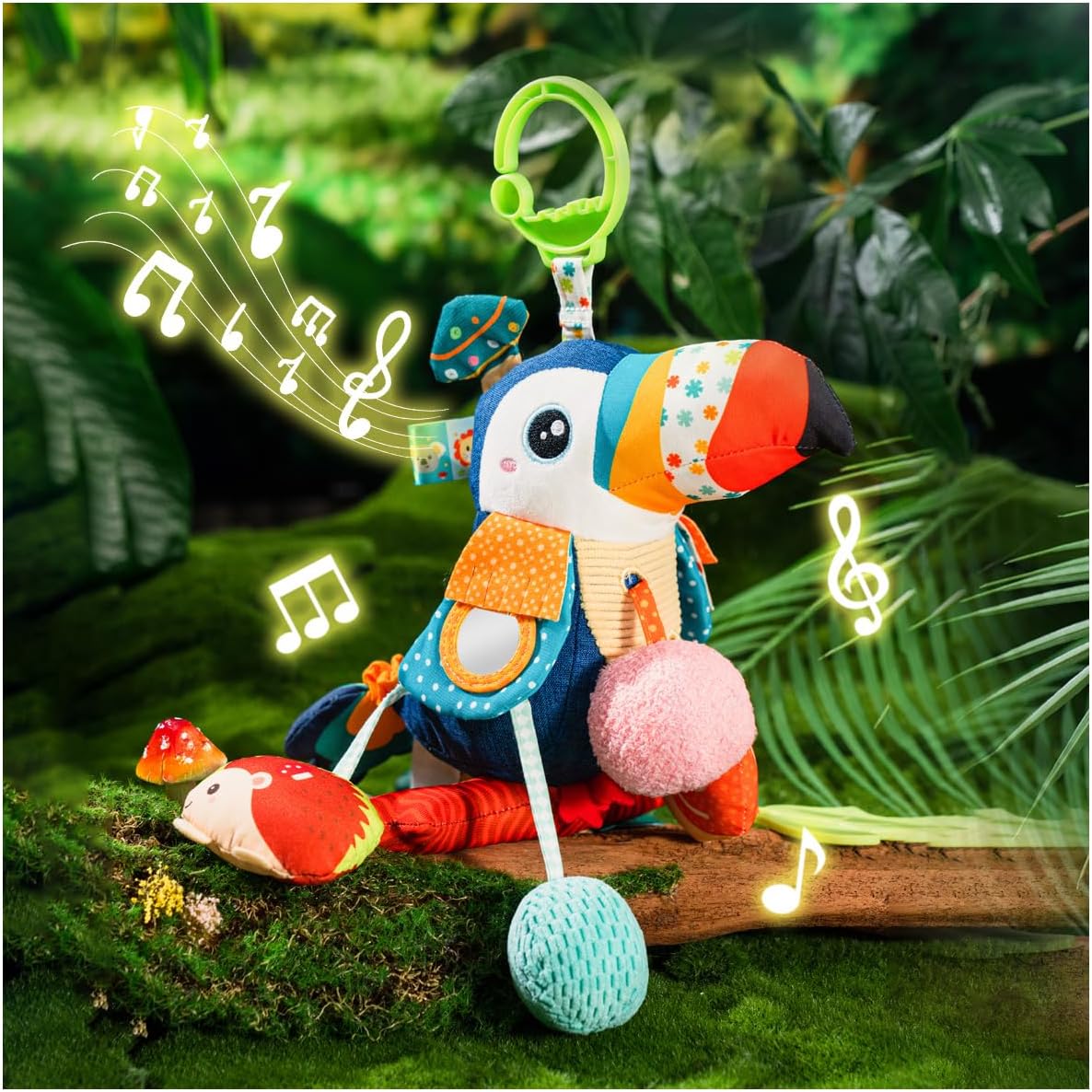 Musical Activity Pull String Hanging Toy for Baby Stroller Car Seat Crib Play Gym