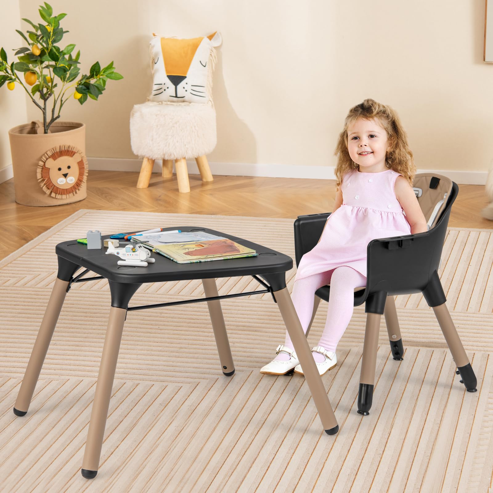 5-in-1 High Chair, Convertible Highchair for Babies and Toddlers/Kids Chair Table Set