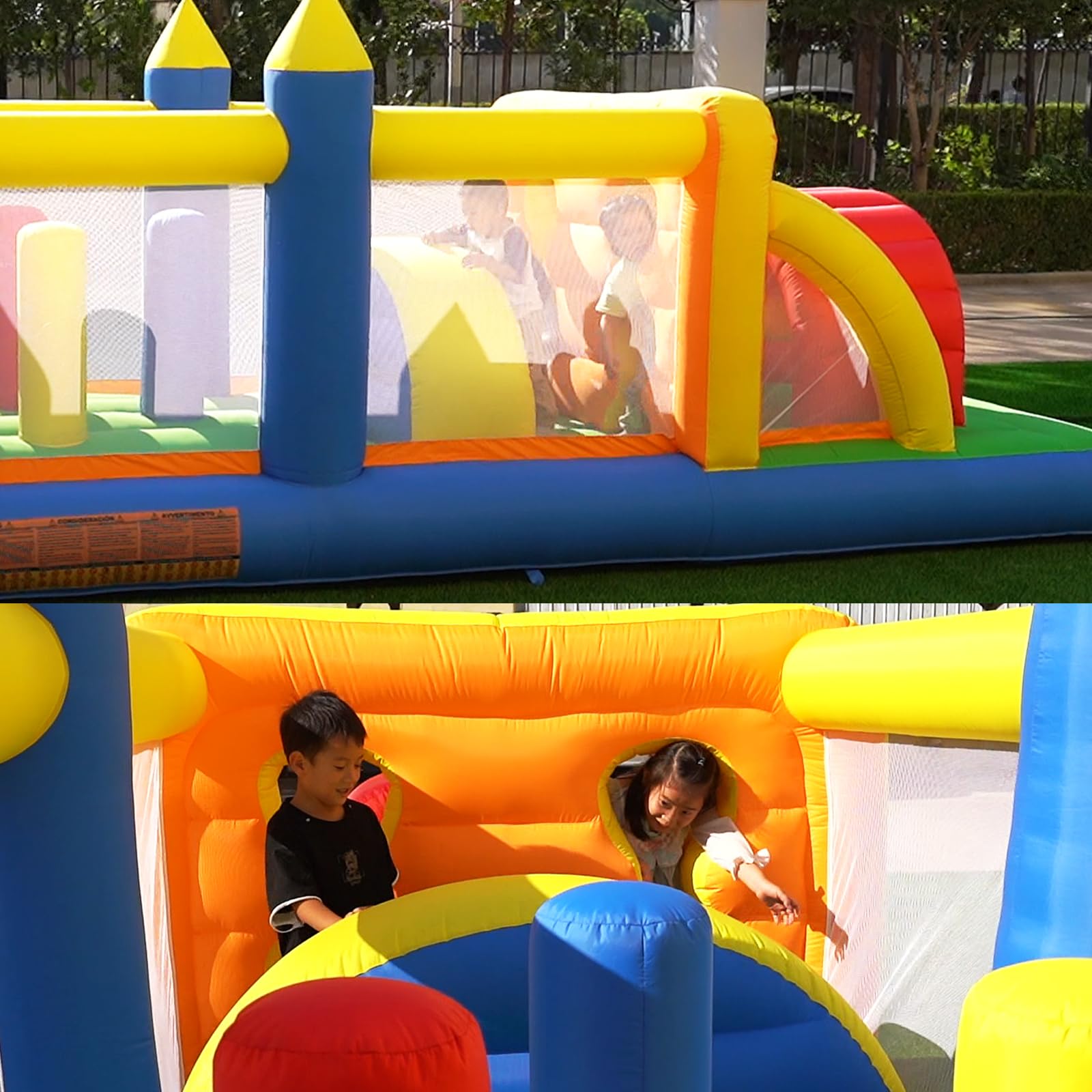 Inflatable Obstacle Course Bounce House with Climbing Wall and Slide