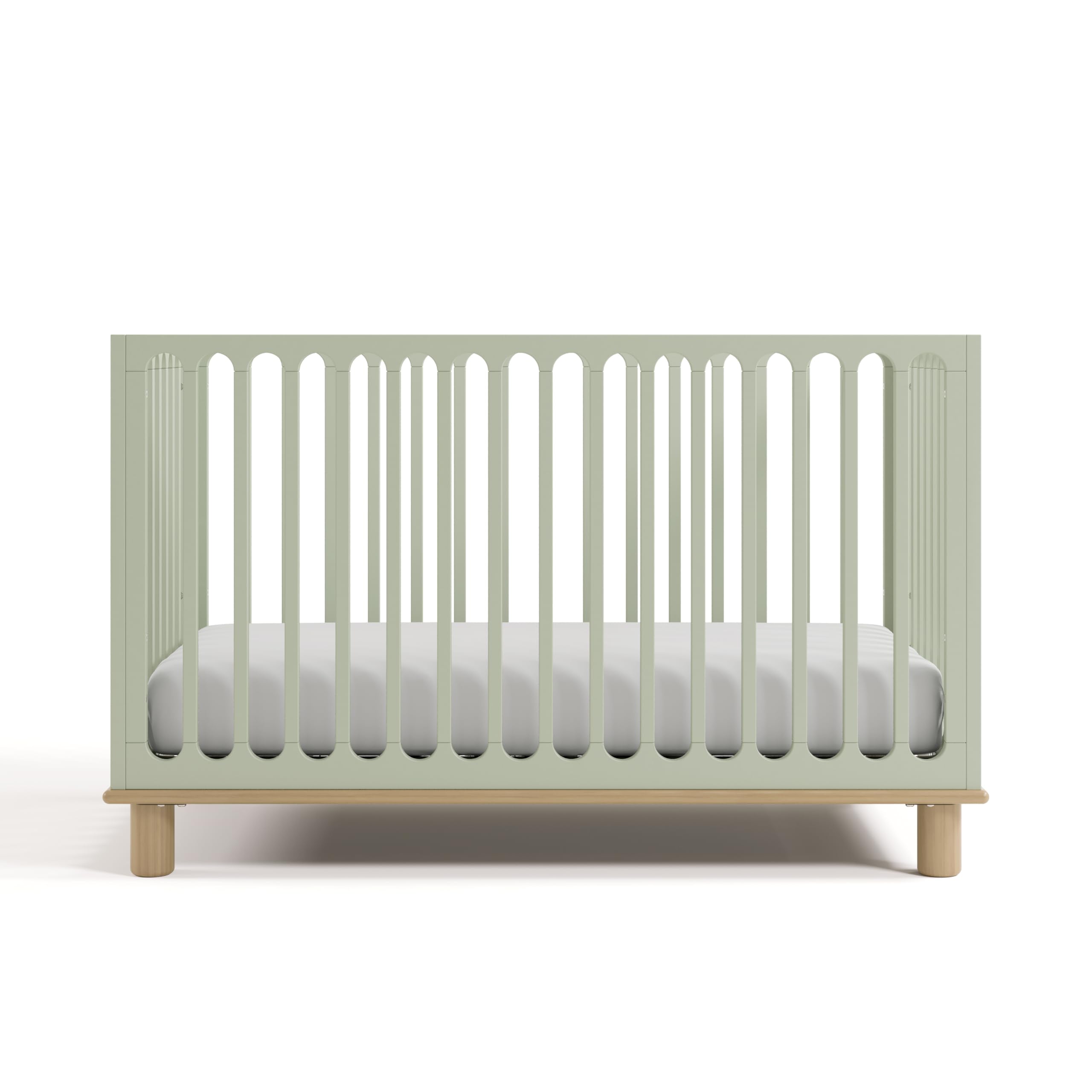 Sicily Grow-with-Me Convertible Crib with Toddler Rail Included (Sage & Driftwood)