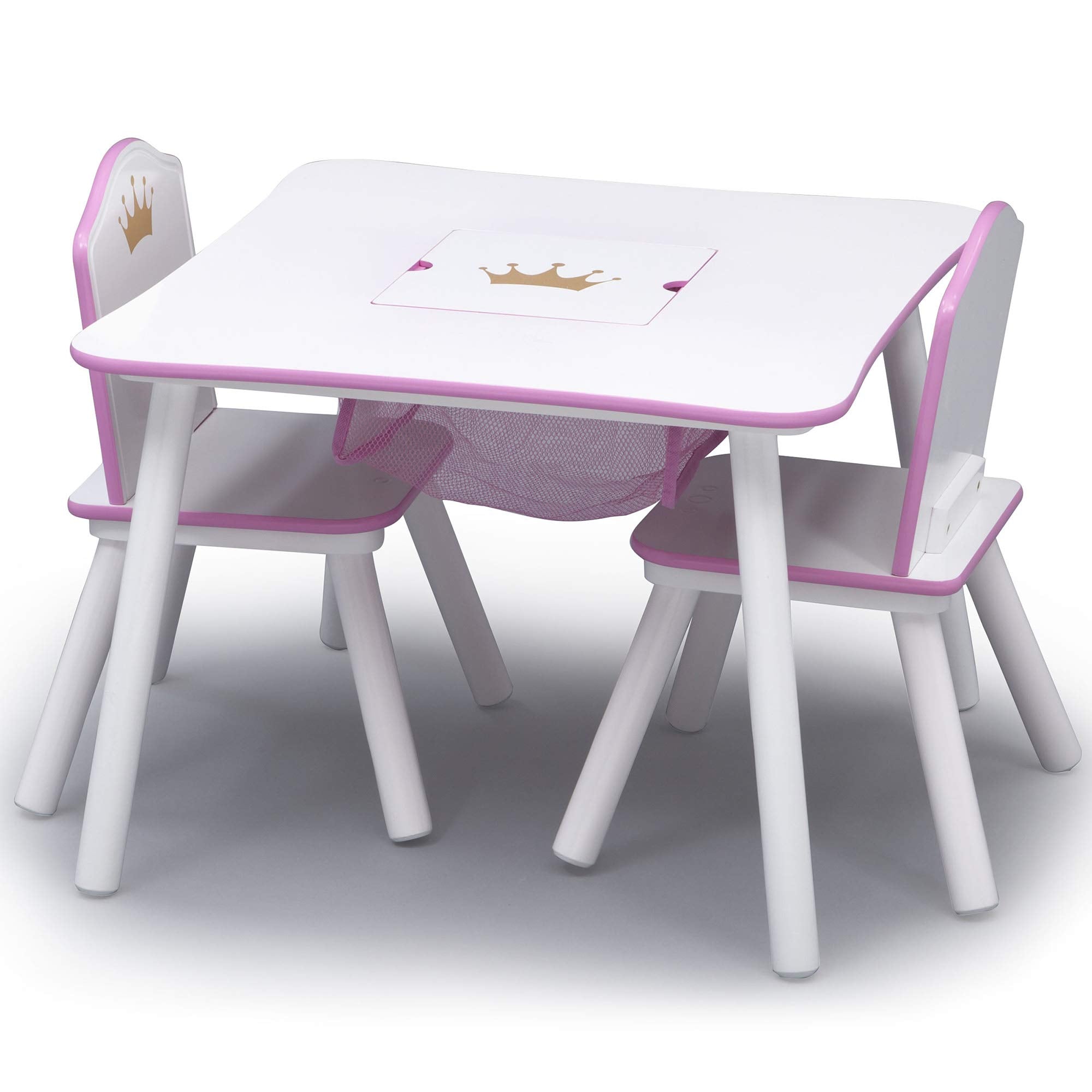 Princess Crown Kids Wood Table and Chair Set with Storage - Greenguard Gold Certified