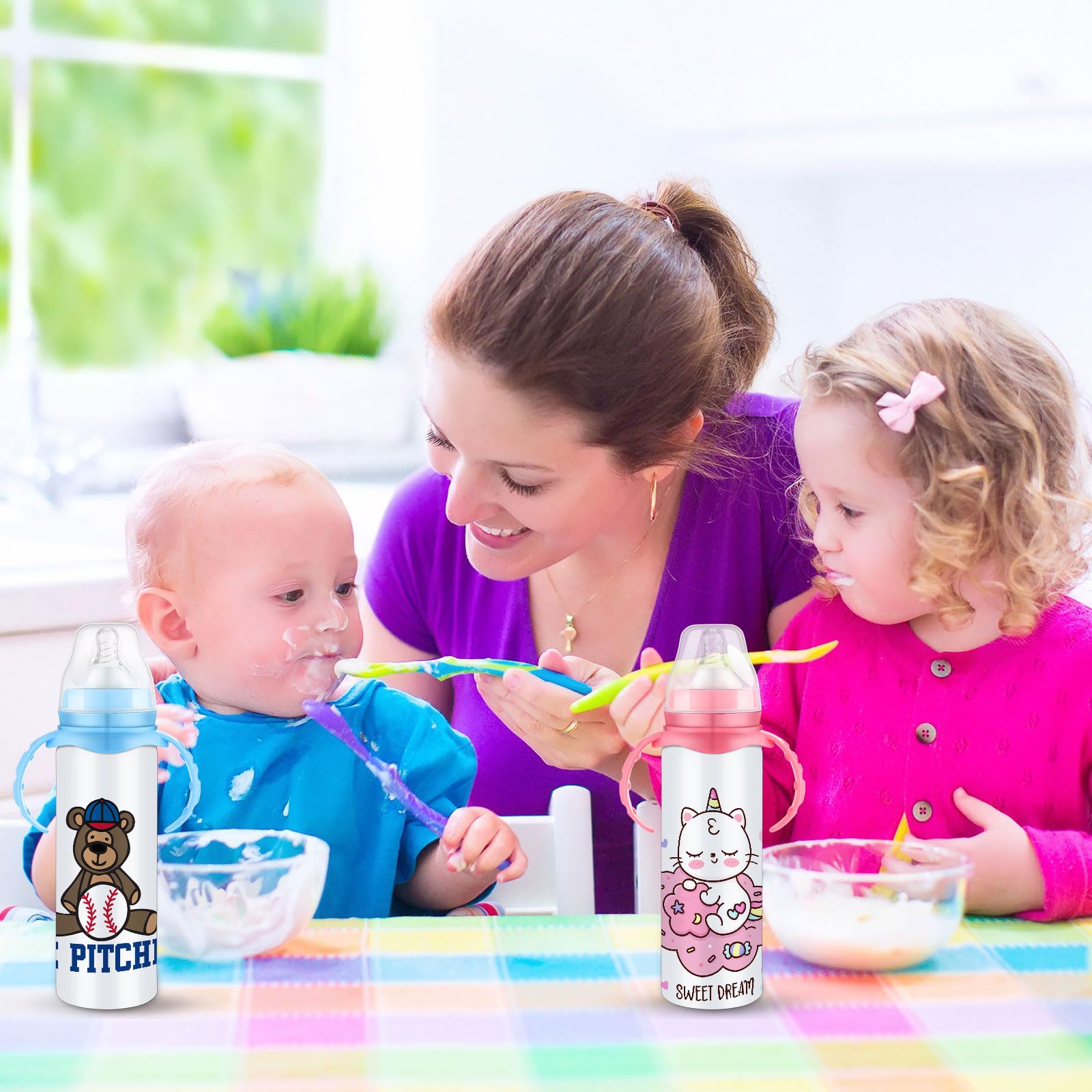 Sublimation Blank Sippy Cups with Handle 8oz, Non-toxic Stainless