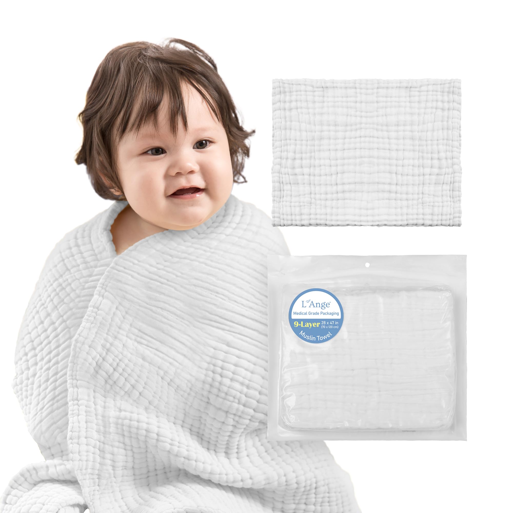 Bath Towel - 9 Layers 100% Cotton Muslin, Super Quick Dry, Medical