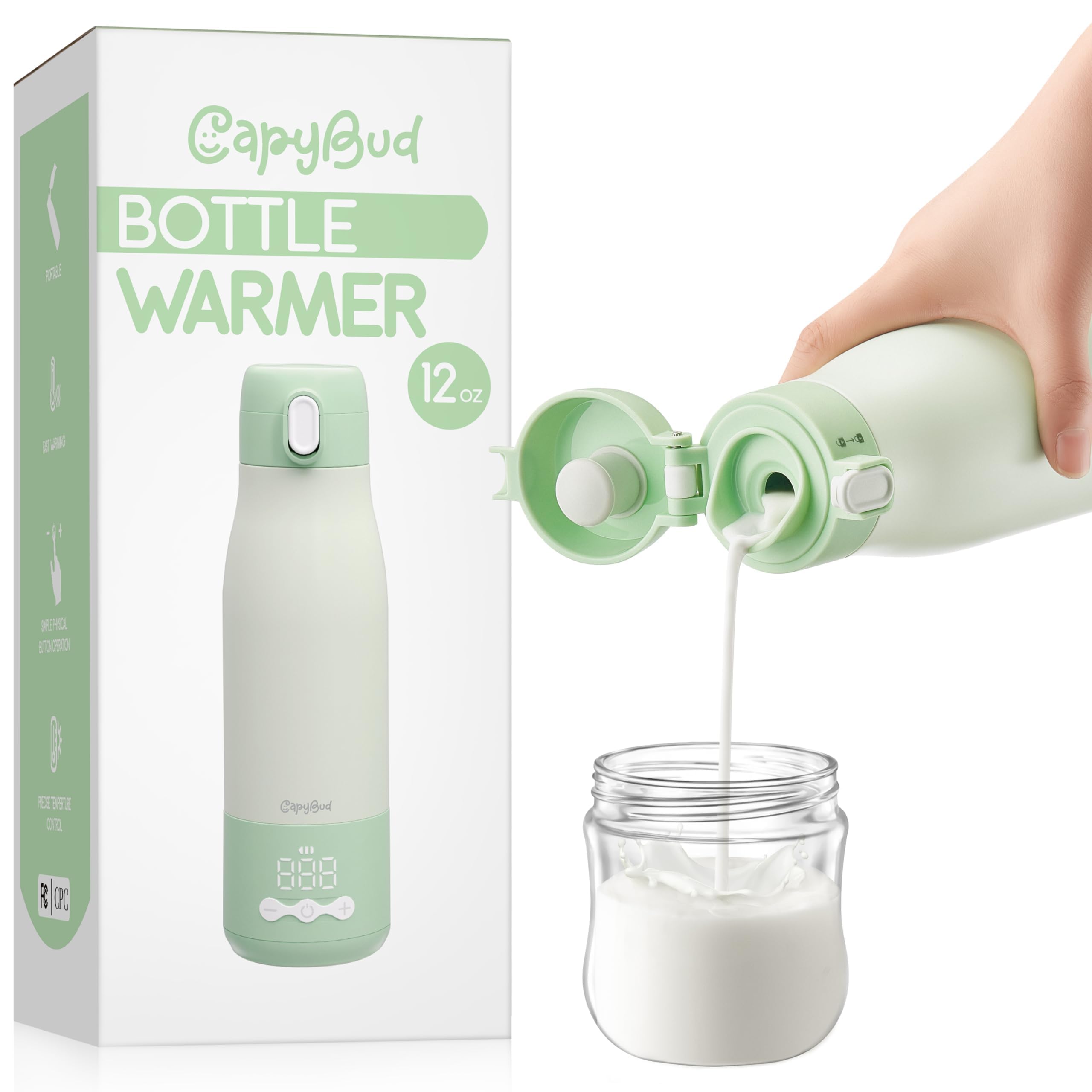 Portable Bottle Warmer for Travel, 3Min Fast Heating Bottle Warmer for Breastmilk & Water