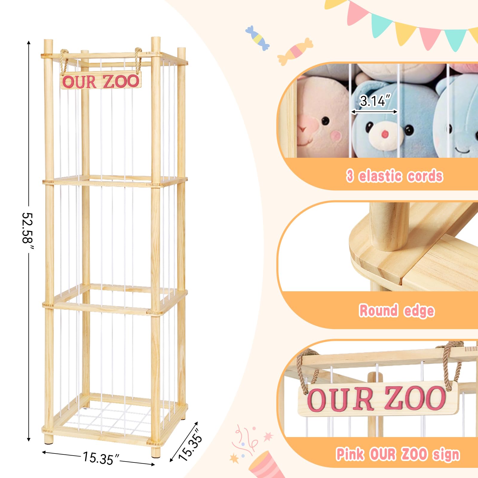 Stuffed Animal Storage Organizer with Elastic Cords