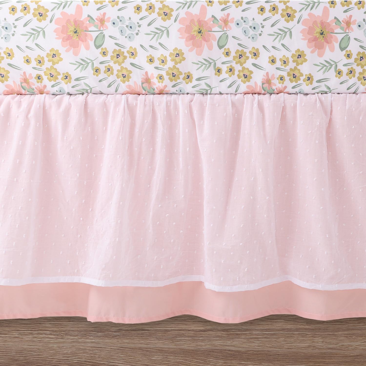 Organic Cotton Baby Crib Bedding Set 4-Piece with Sheets, Quilt & Dust Ruffle