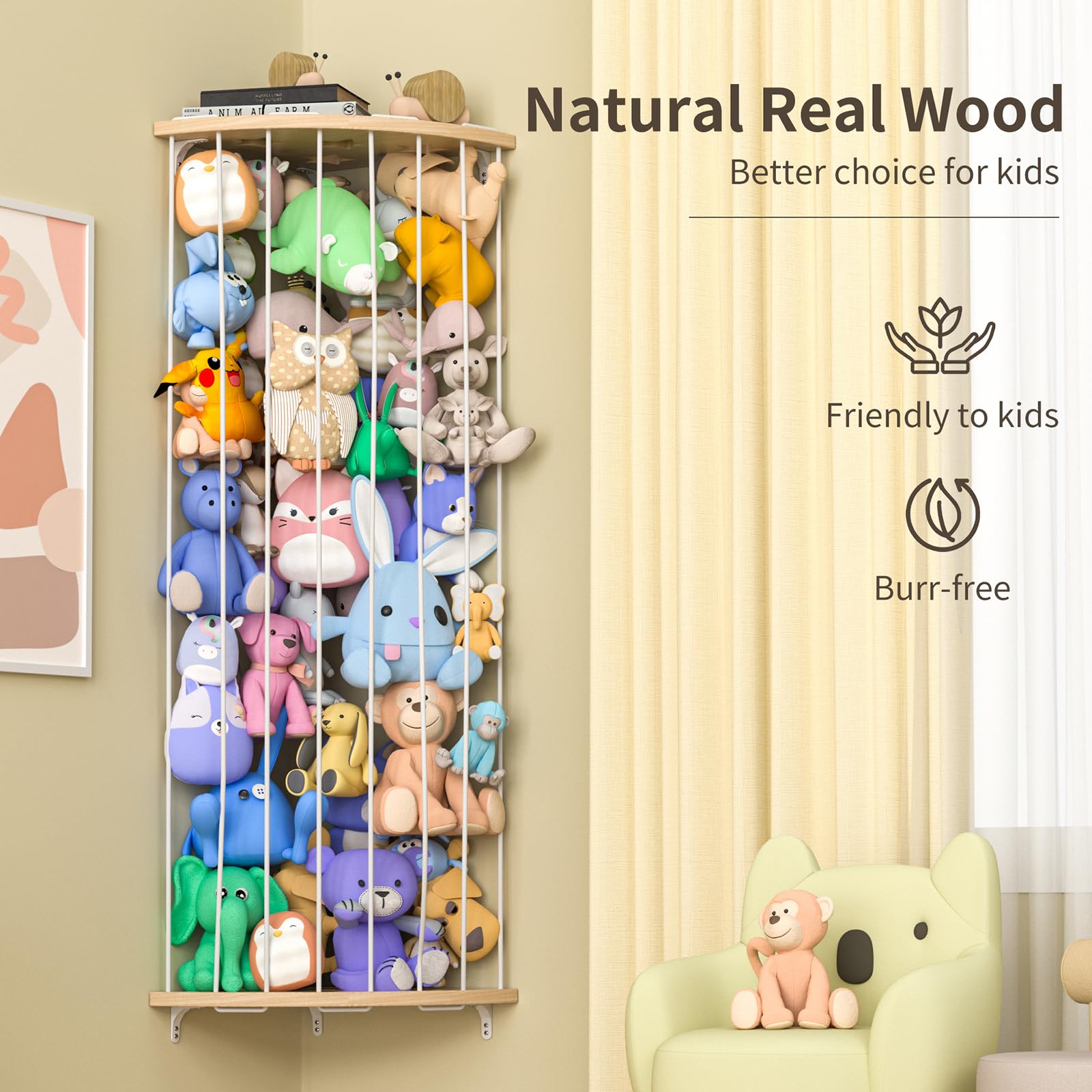 Corner Stuffed Animal Storage Organizer with Star Pattern