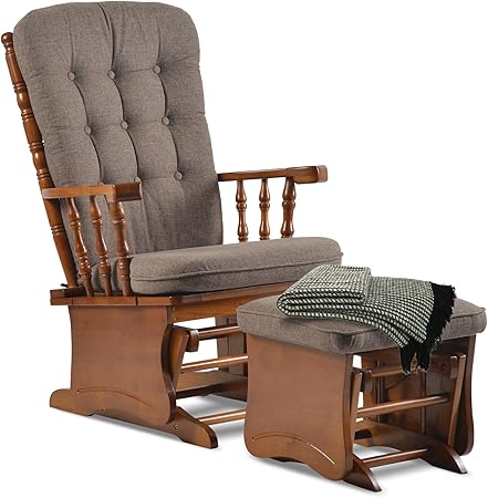Anti-Pinch Solid Wood Hand Glider Rocking Chair Set