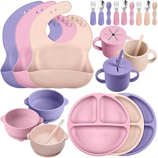 24 Pack Silicone Baby Feeding Set Baby Led Weaning Supplies Includes