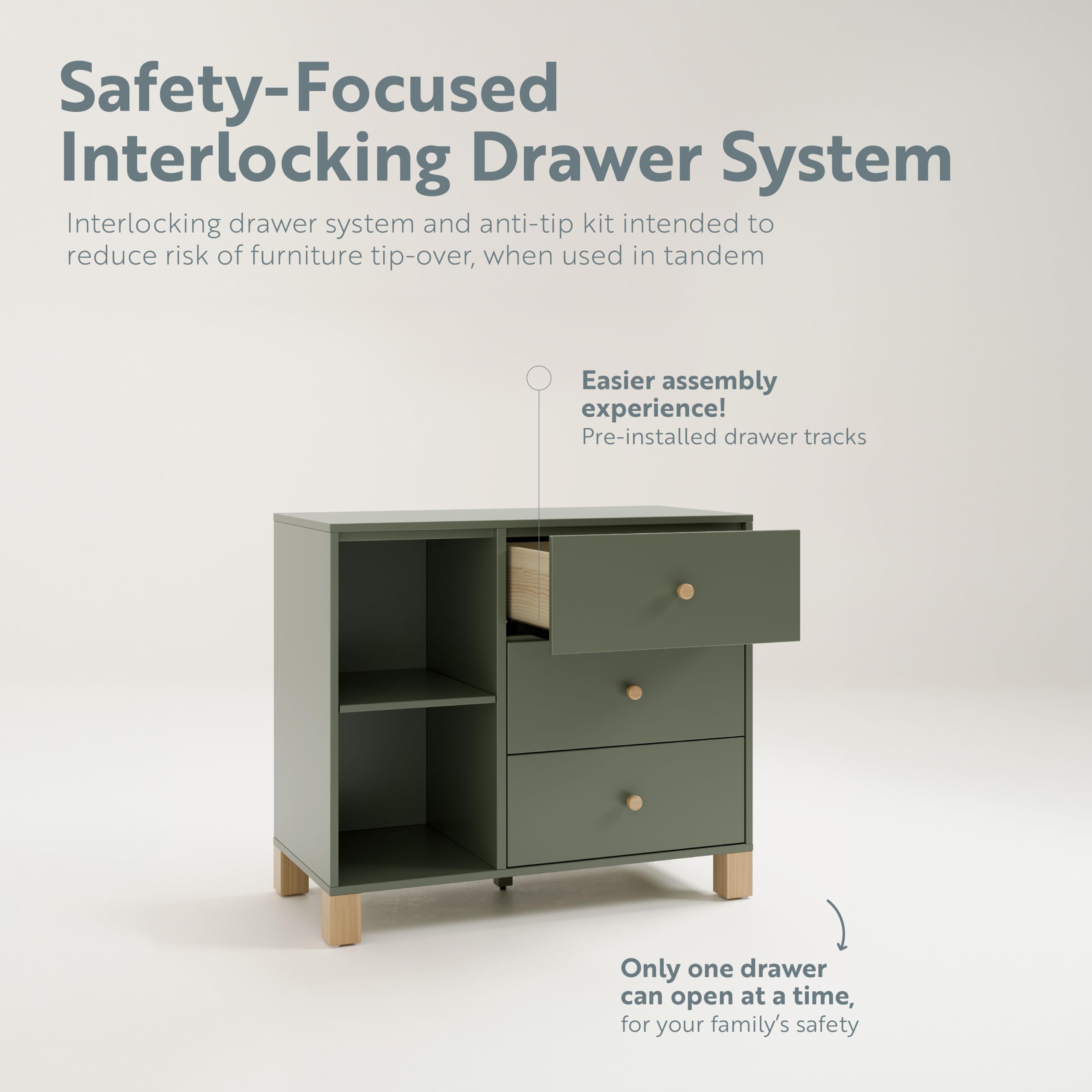 California 3 Drawer Combo Dresser (Olive with Driftwood)