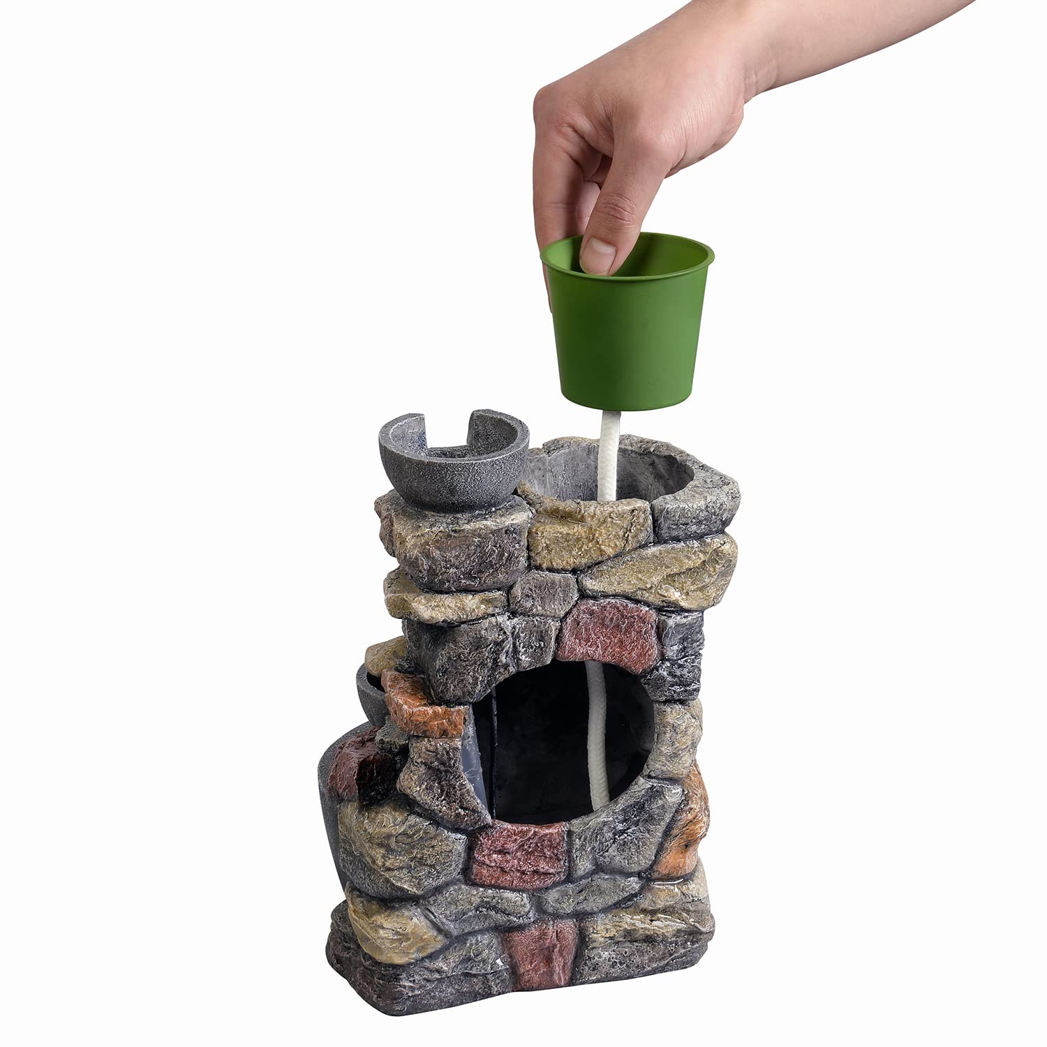 Indoor Tabletop Fountain with LED Lights and Plant Pot