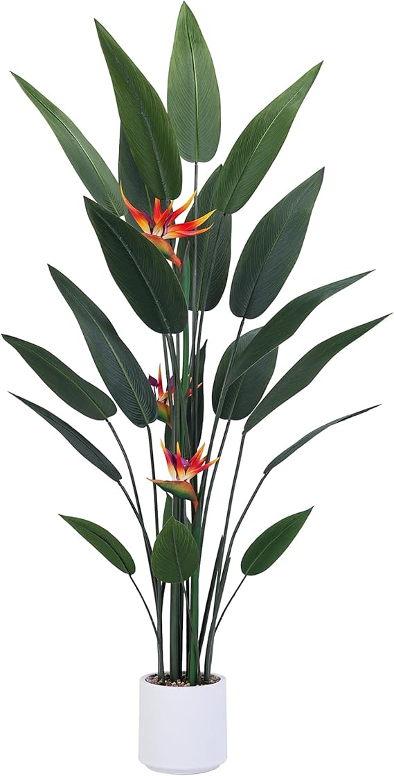 Artificial Bird of Paradise Plant 4 Ft Tall Fake Banana Leaf Plant