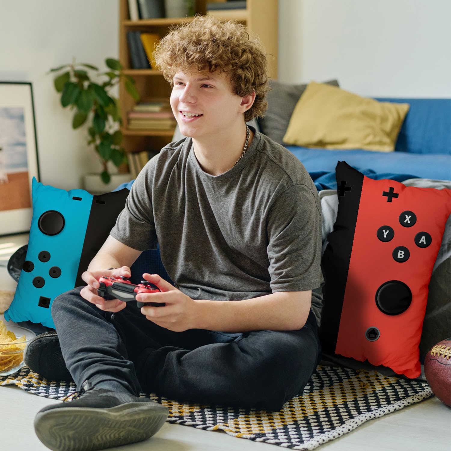 Set of 2 Throw Pillow Cases- Gamer Gifts for Teen Boys - Soft