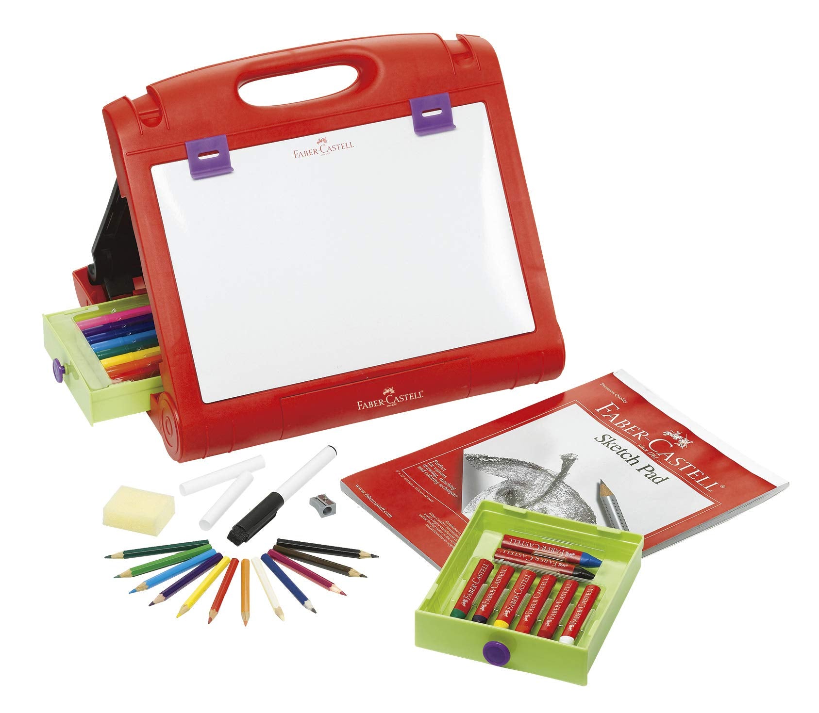 Faber-Castell Do-Art 3-in-1 Travel Easel - 30 Piece Tabletop Easel for Kids with Art Supplies, Multicolor