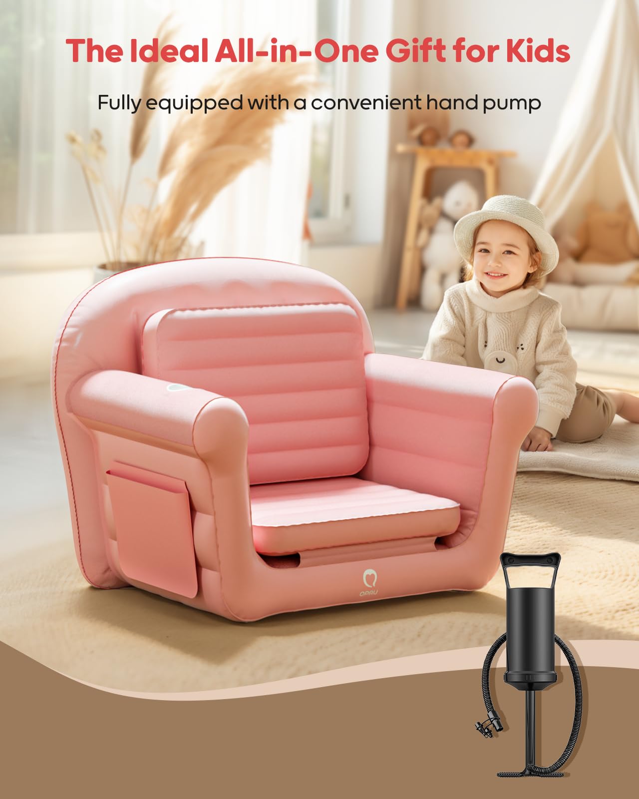 Inflatable Toddler Couch 2-in-1 Convertible Sleeper Sofa