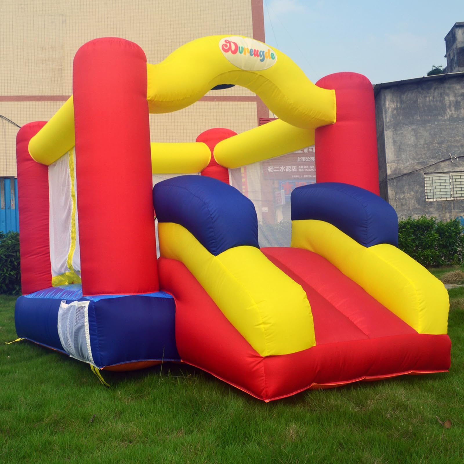 Outdoor Play Bounce House with Slide Inflatable Bouncer Backyard Playground Sets