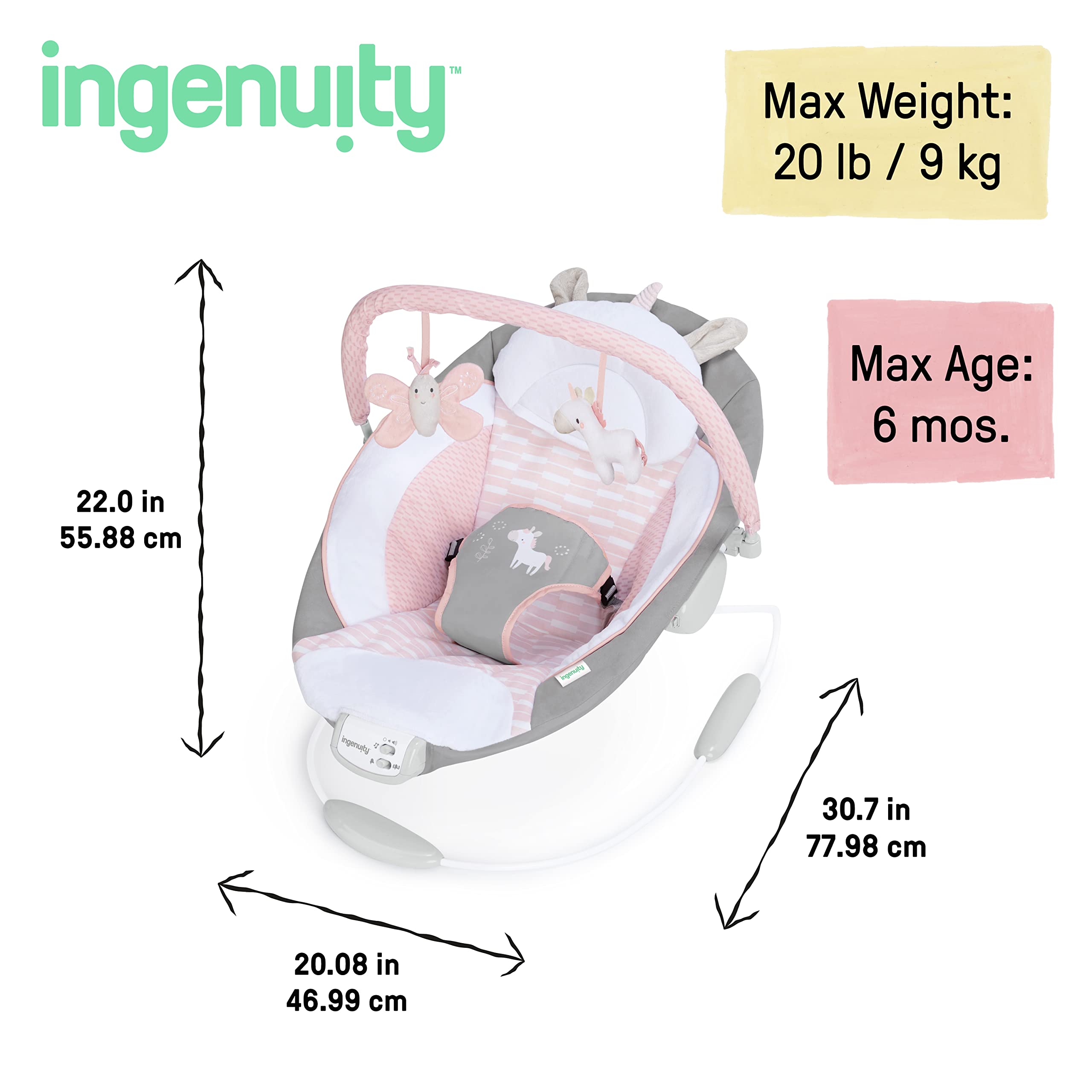 Soothing Baby Bouncer Infant Seat with Vibrations & Music