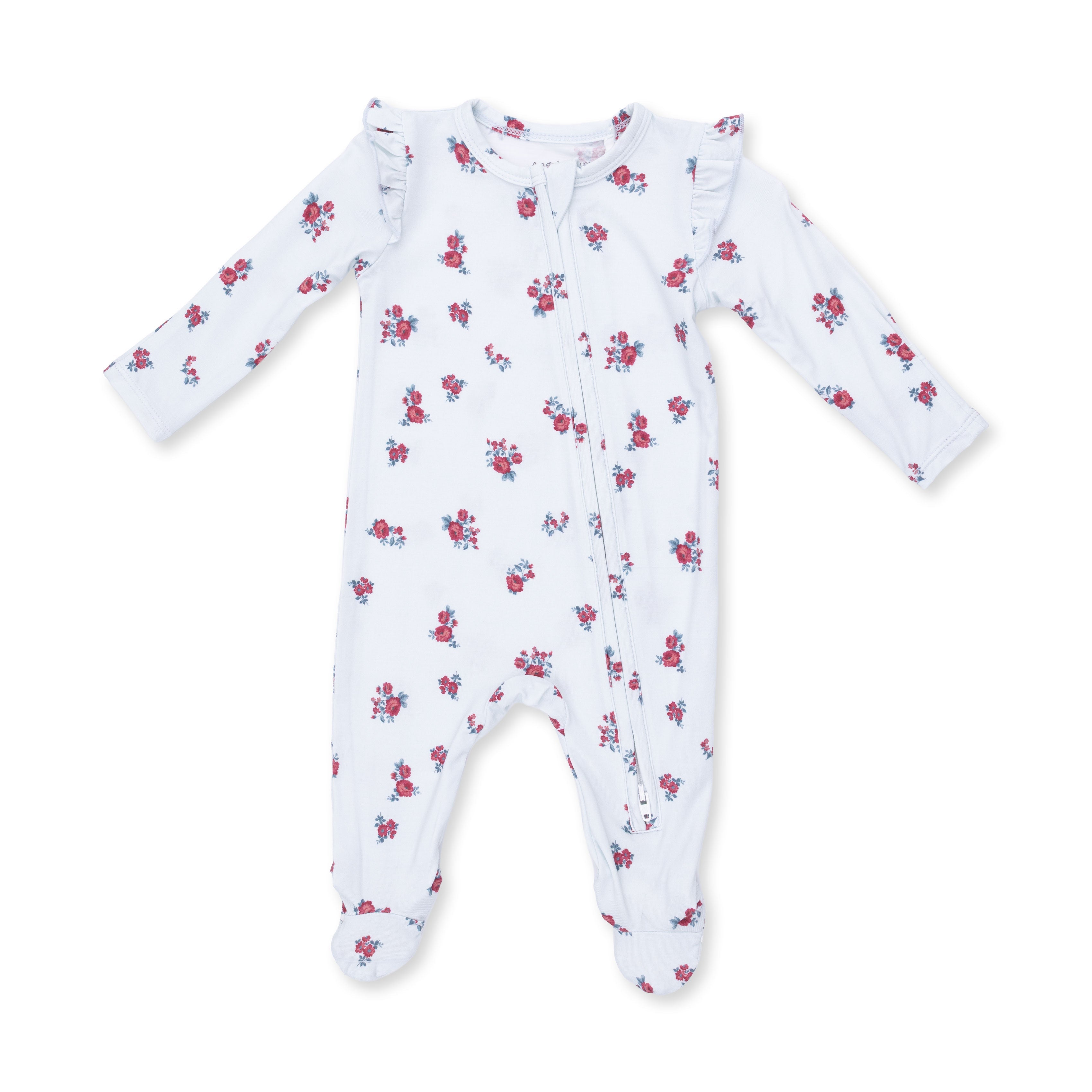 Alyssa Floral - 2 Way Ruffle Sleeve Zipper Footie