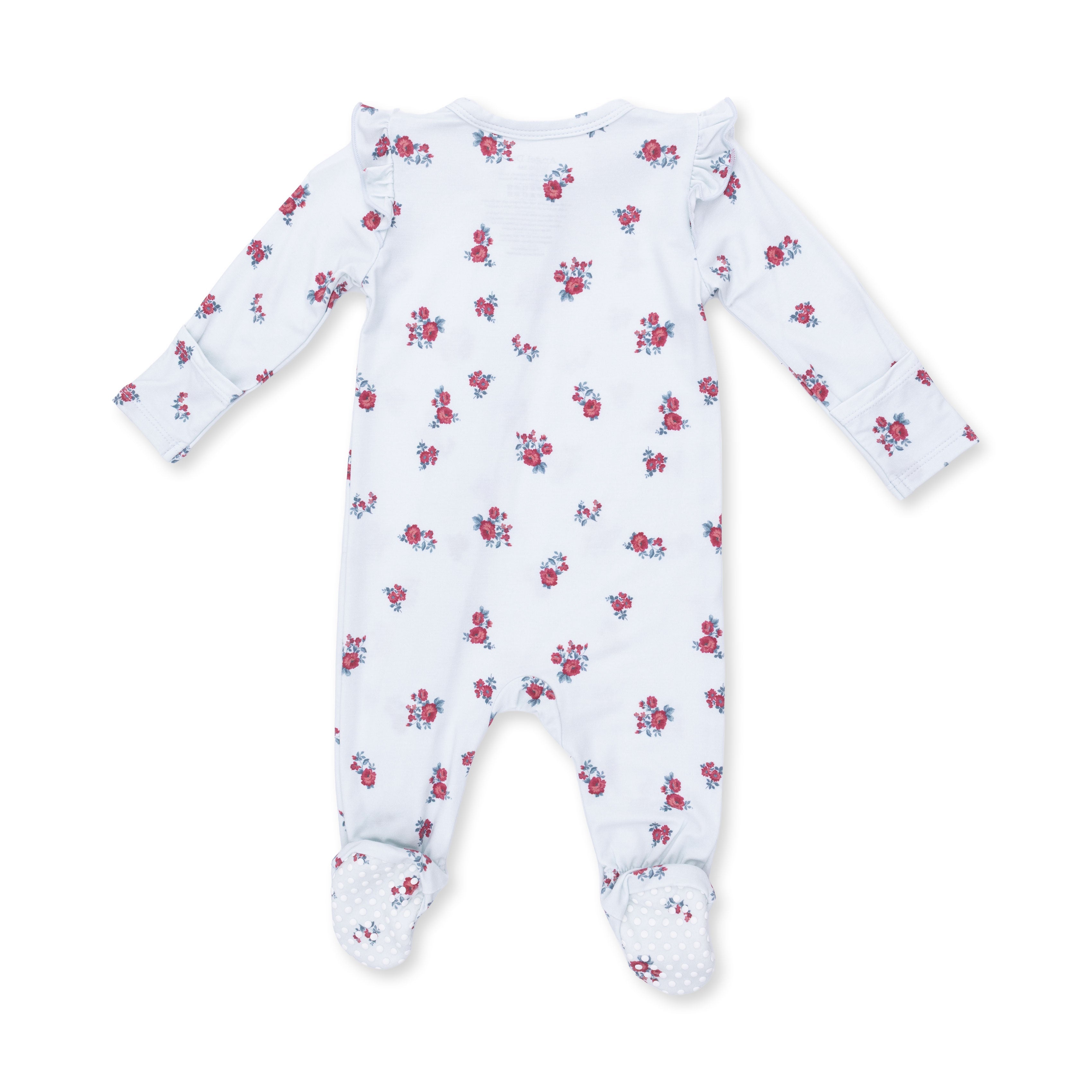 Alyssa Floral - 2 Way Ruffle Sleeve Zipper Footie