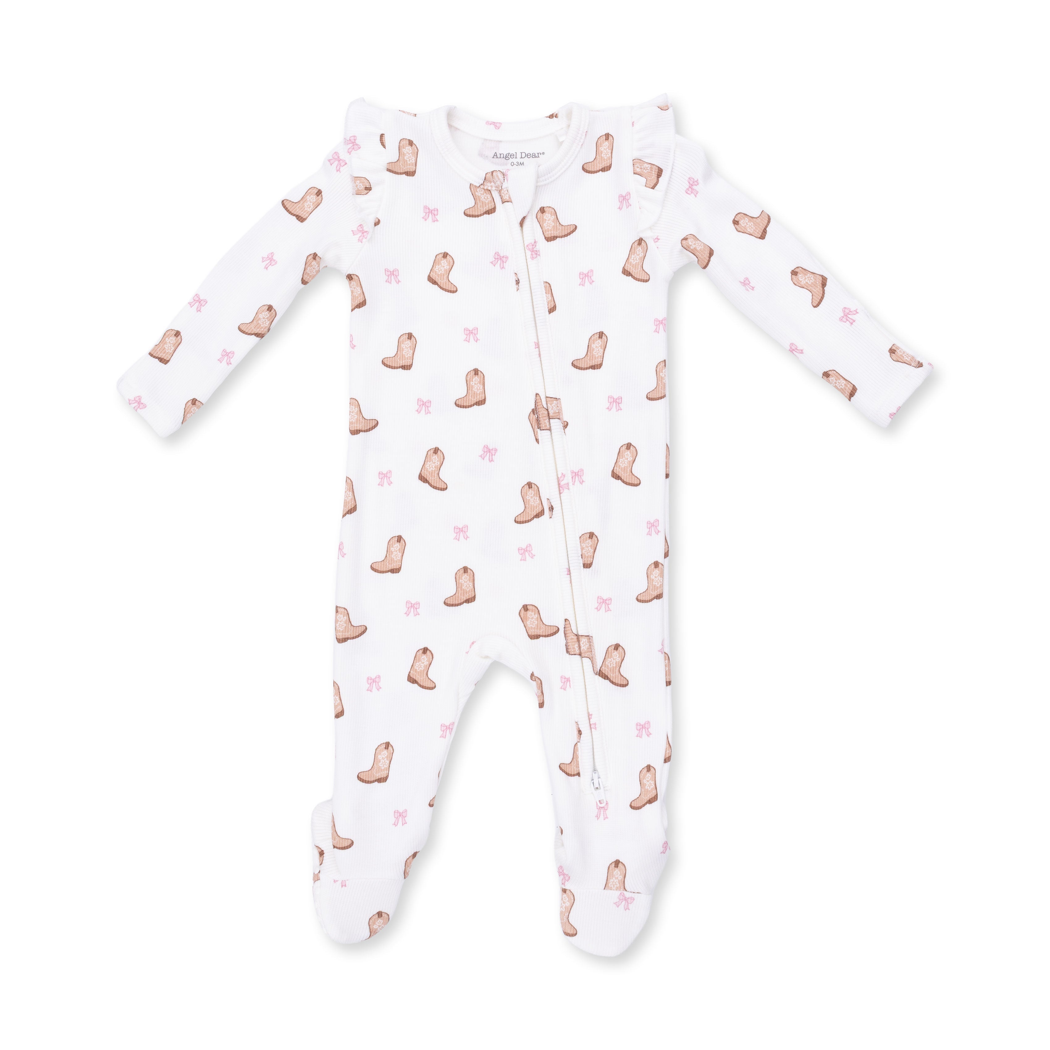 Mini Cowgirl Boots - 2 Way Ruffle Sleeve Zipper Footie