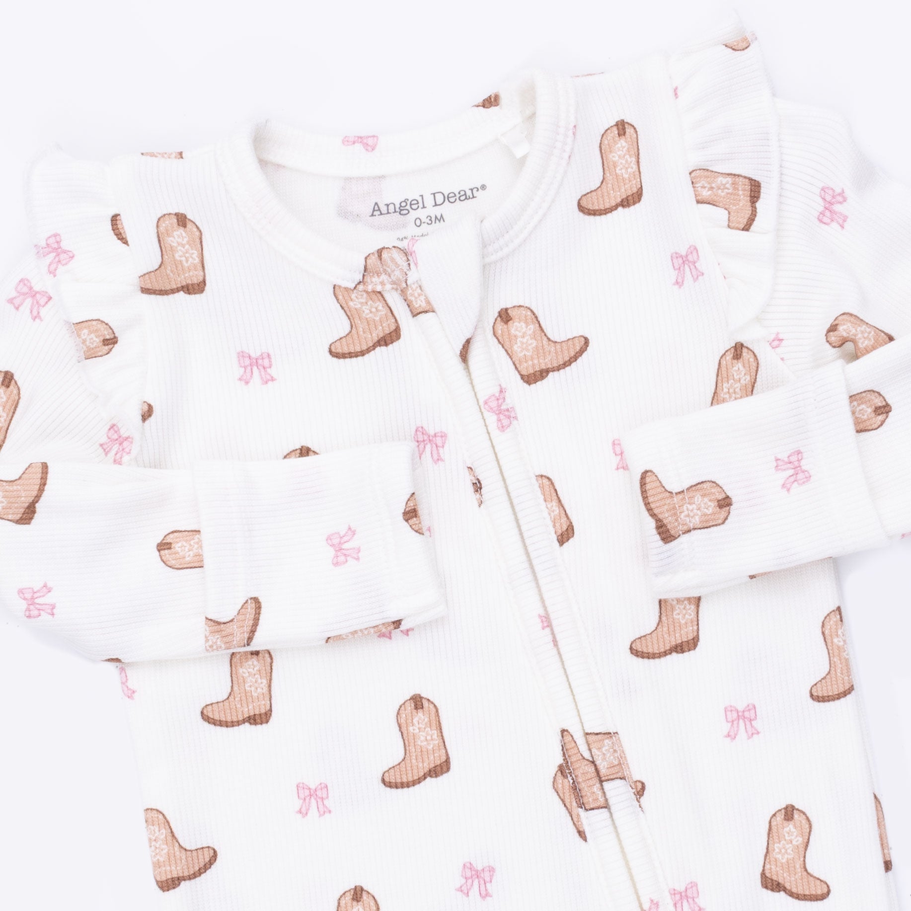 Mini Cowgirl Boots - 2 Way Ruffle Sleeve Zipper Footie