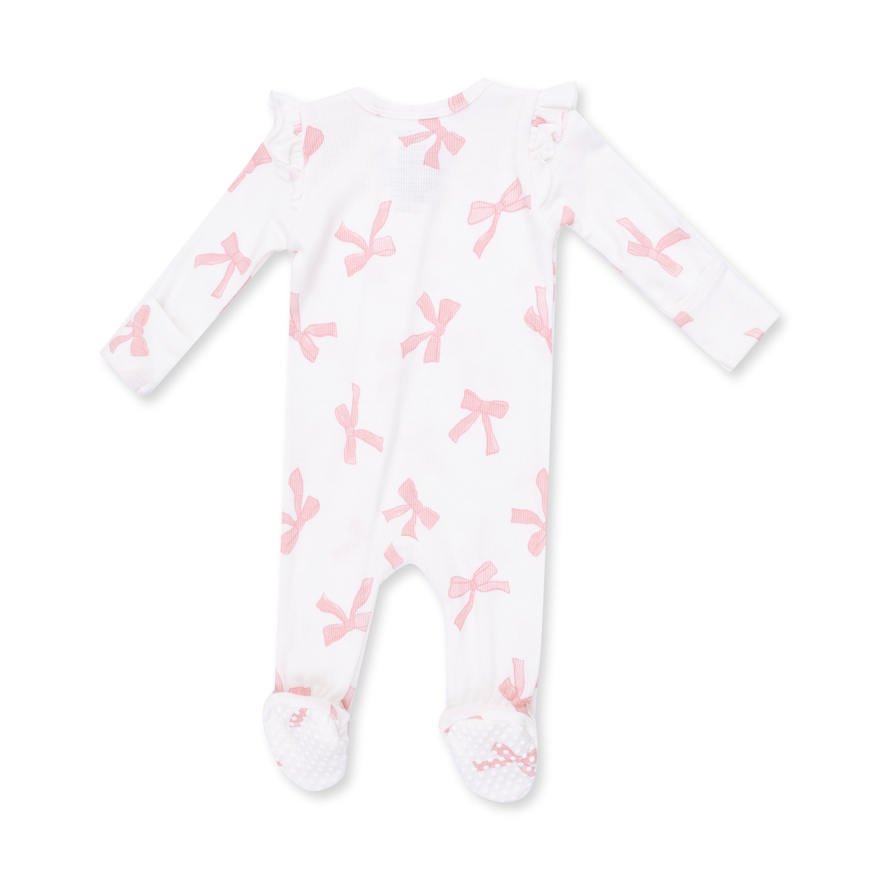 Pretty Bows - 2 Way Ruffle Sleeve Zipper Footie