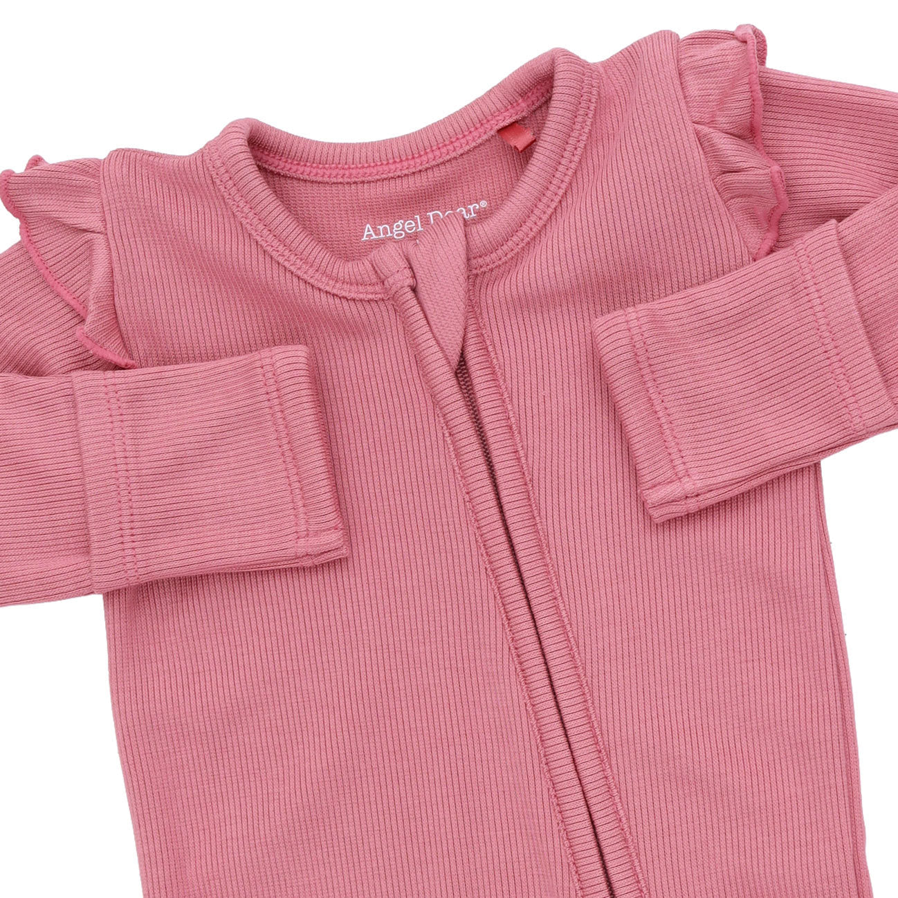Solid Baroque Rose - 2 Way Ruffle Sleeve Zipper Footie