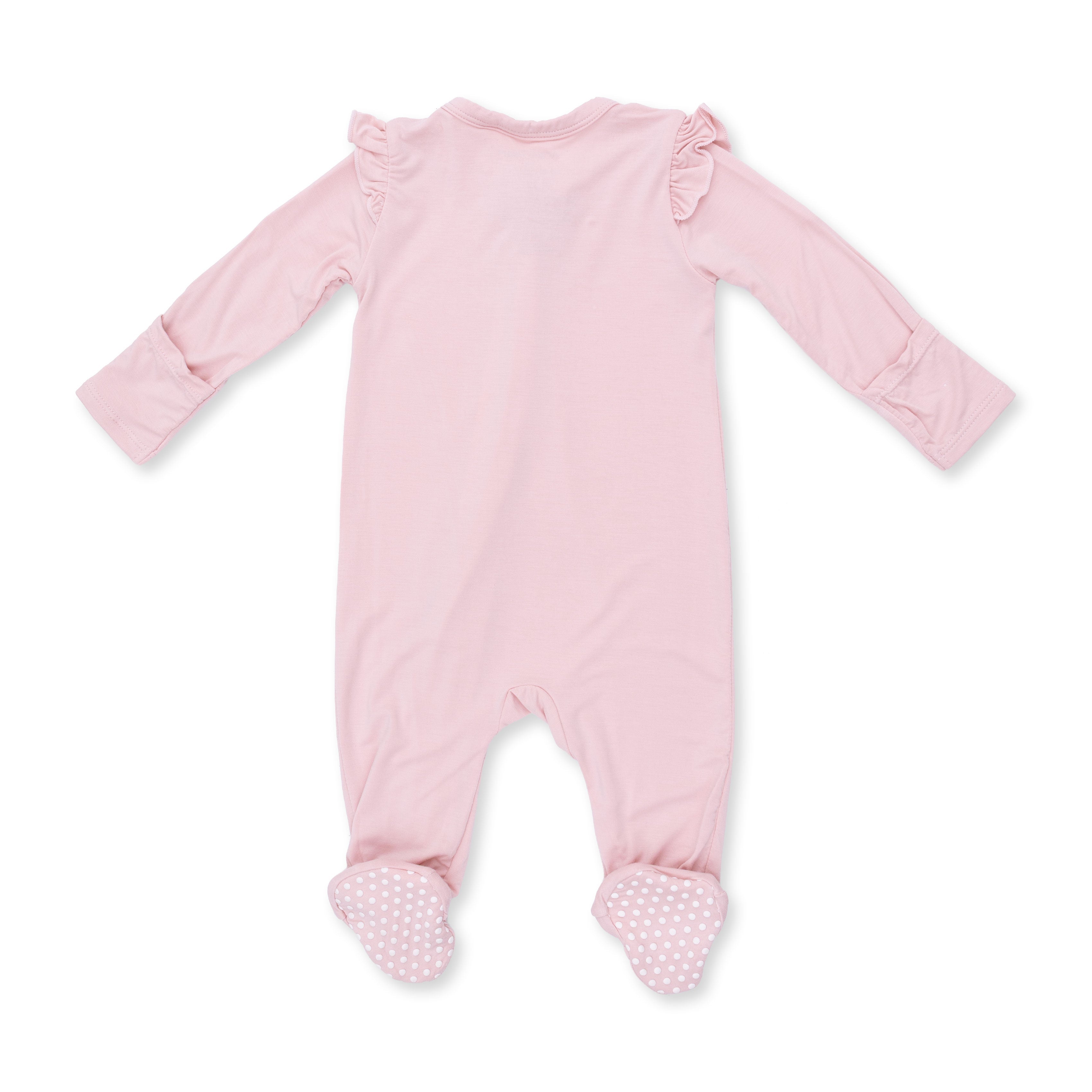 Solid Peachskin - 2 Way Ruffle Sleeve Zipper Footie