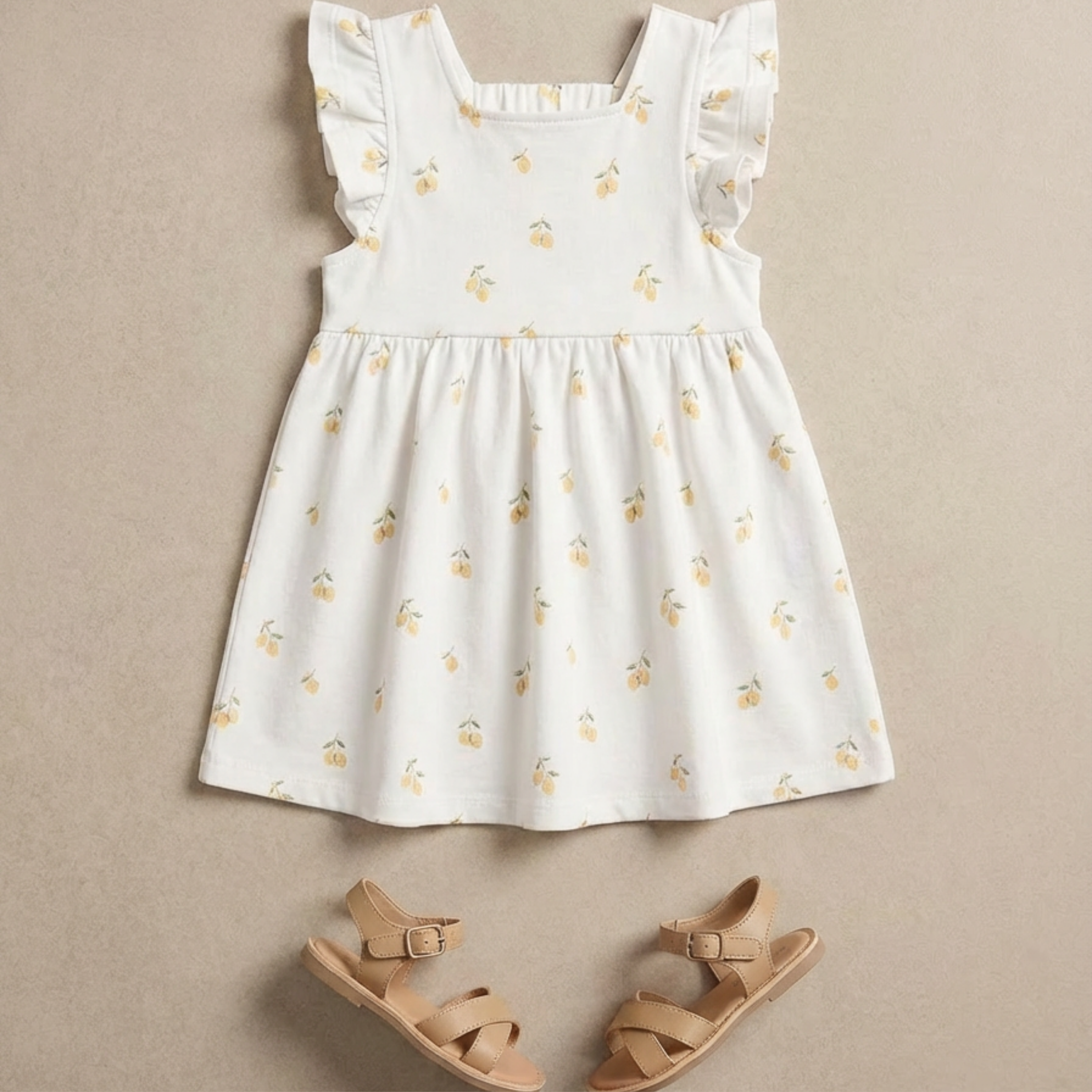 Organic Cutout Back Dress - Lemons