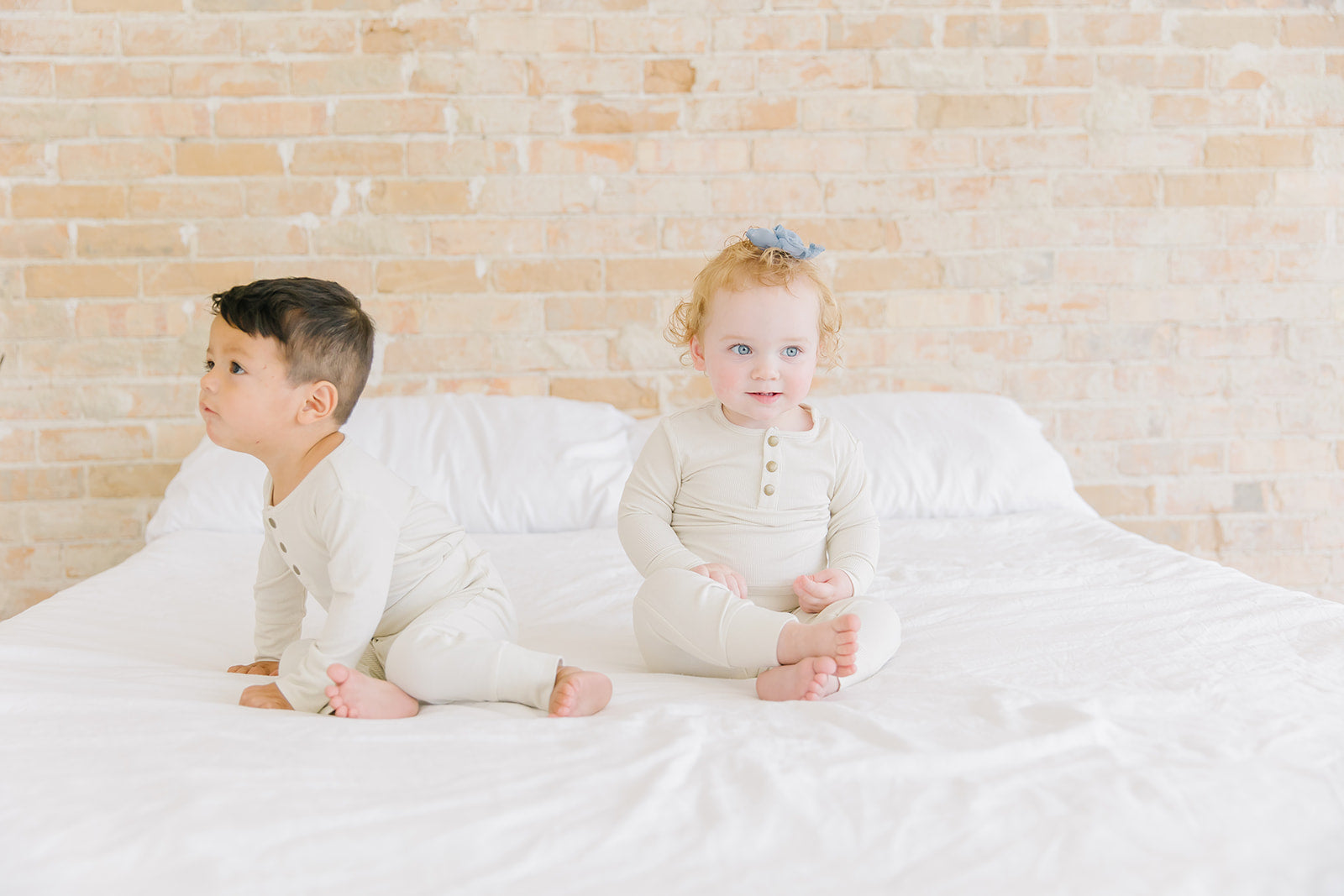 oatmeal ribbed two-piece set
